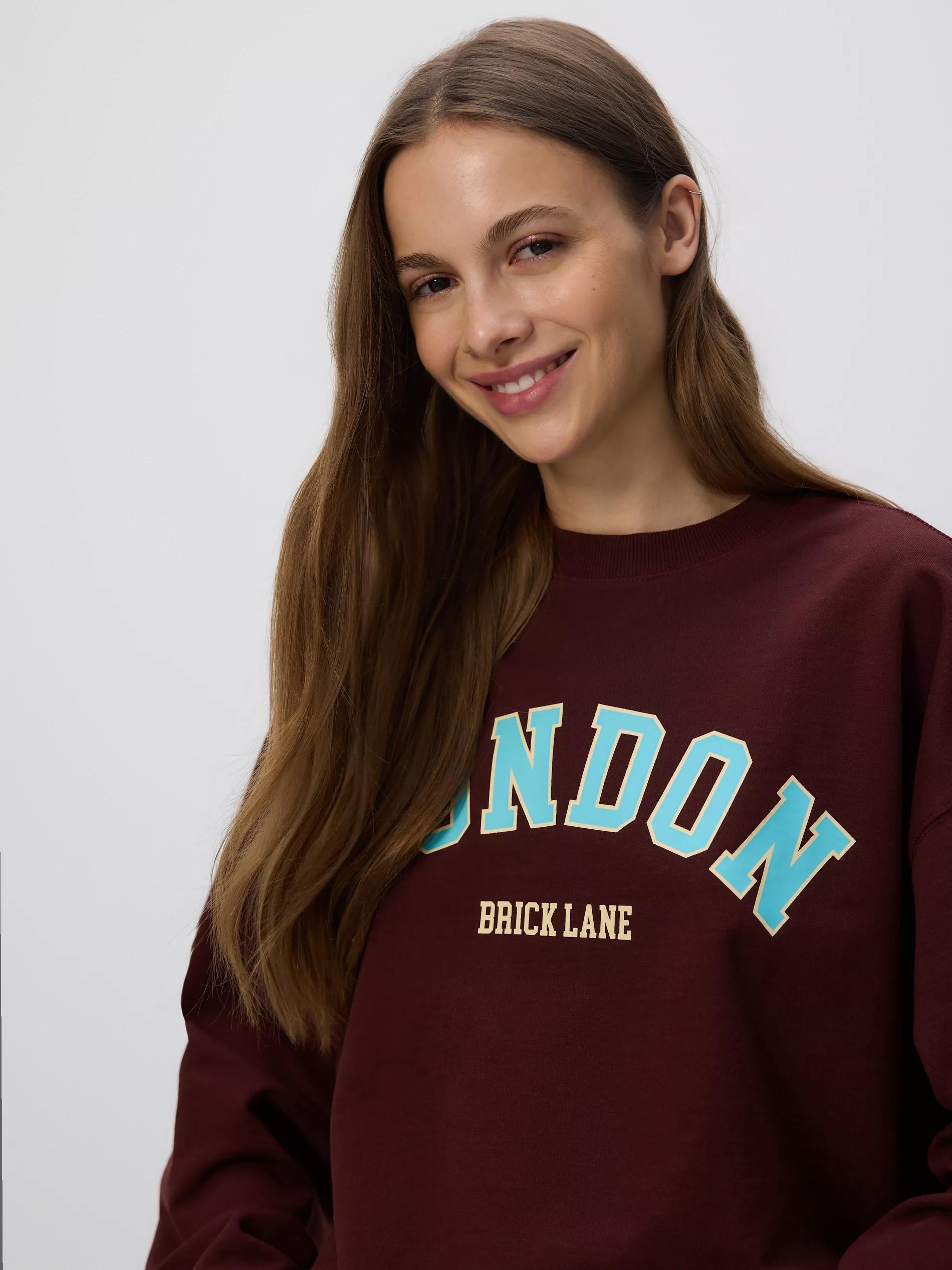 DARK BROWN Hoodie with embroidered slogan, Brown, medium