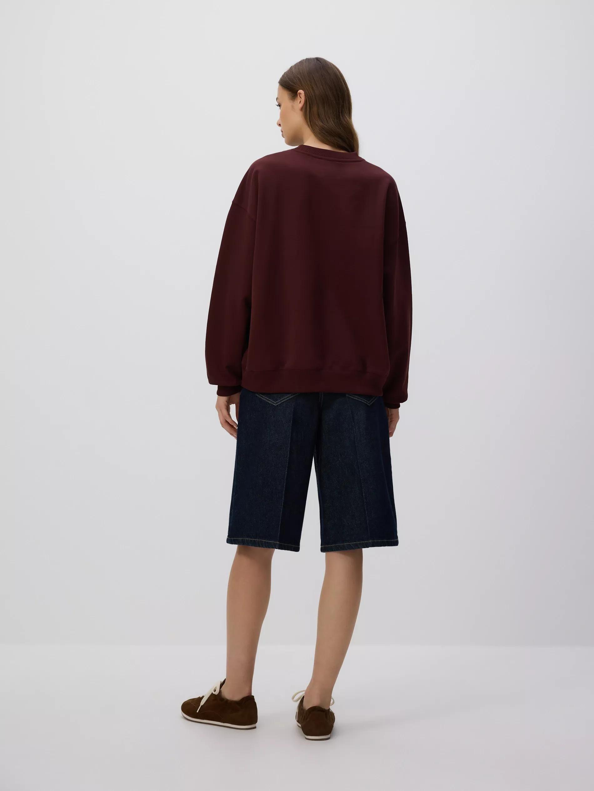 DARK BROWN Hoodie with embroidered slogan, Brown, large image number 3