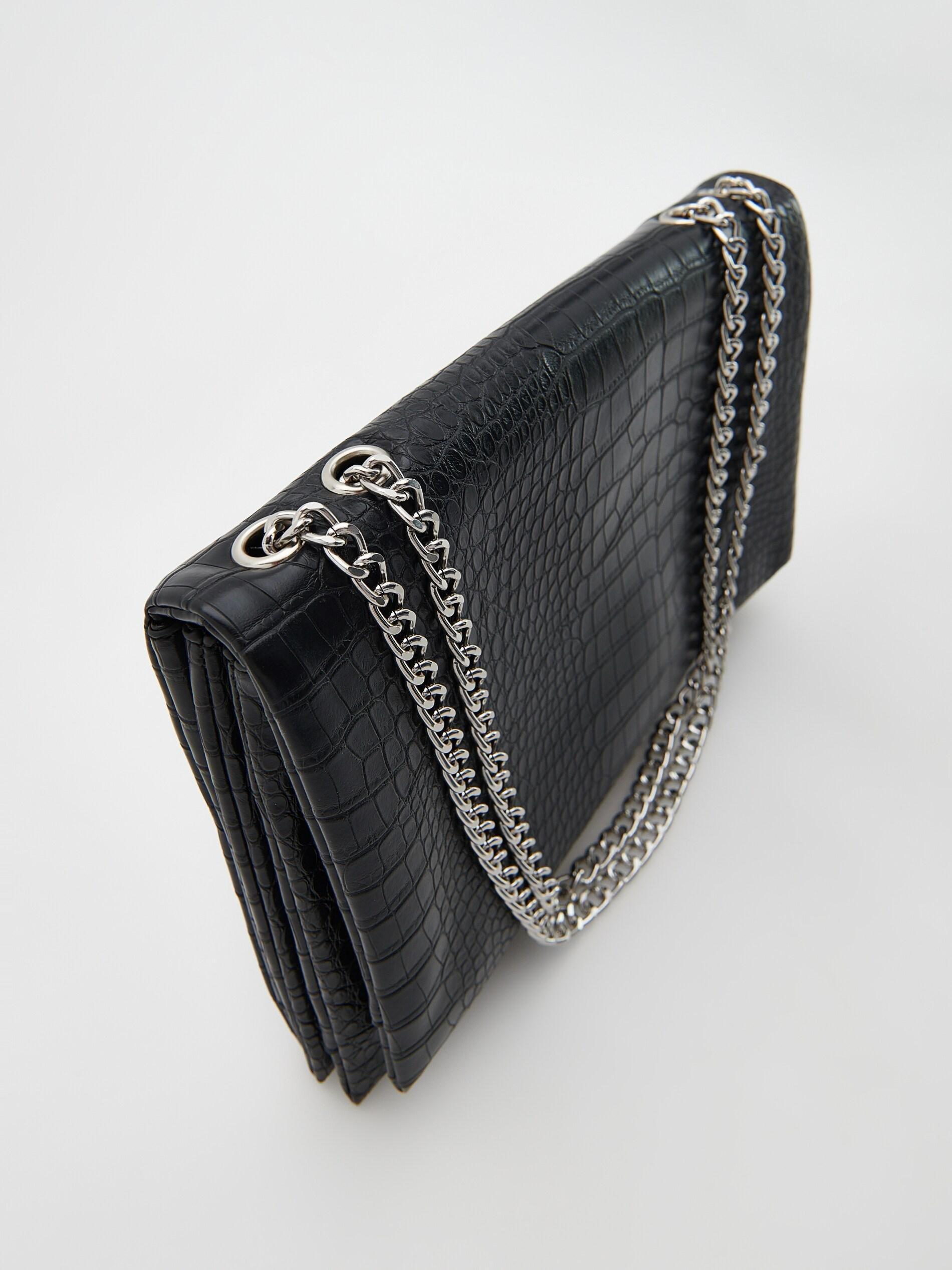 Black Croc texture bag, , large image number 1