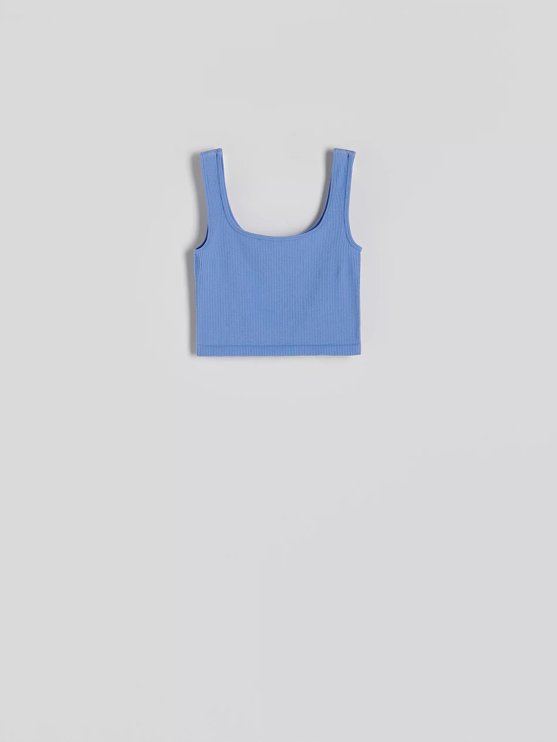 Blue Ribbed Knitted Top, , large image number 1
