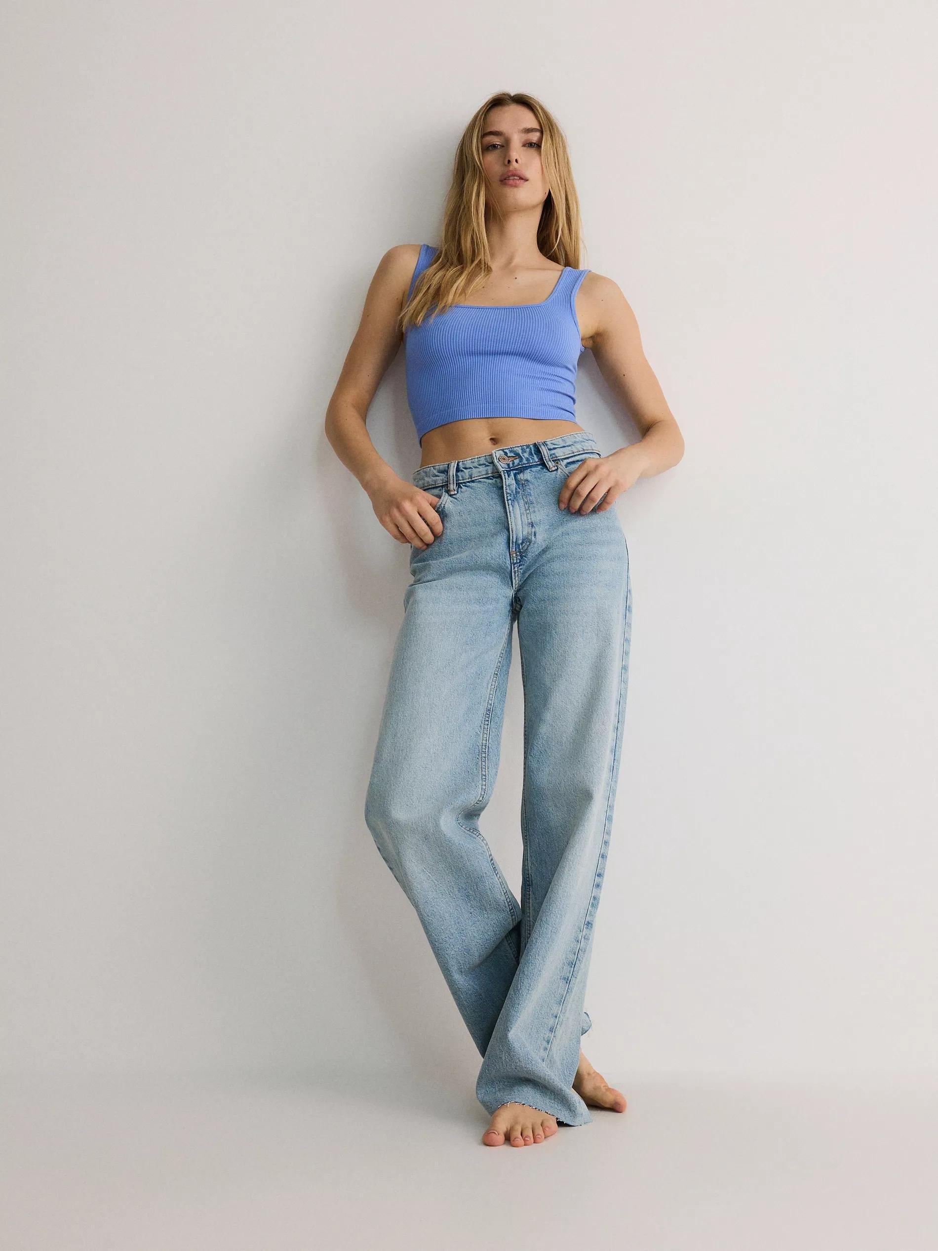 Blue Ribbed Knitted Top, , large image number 2