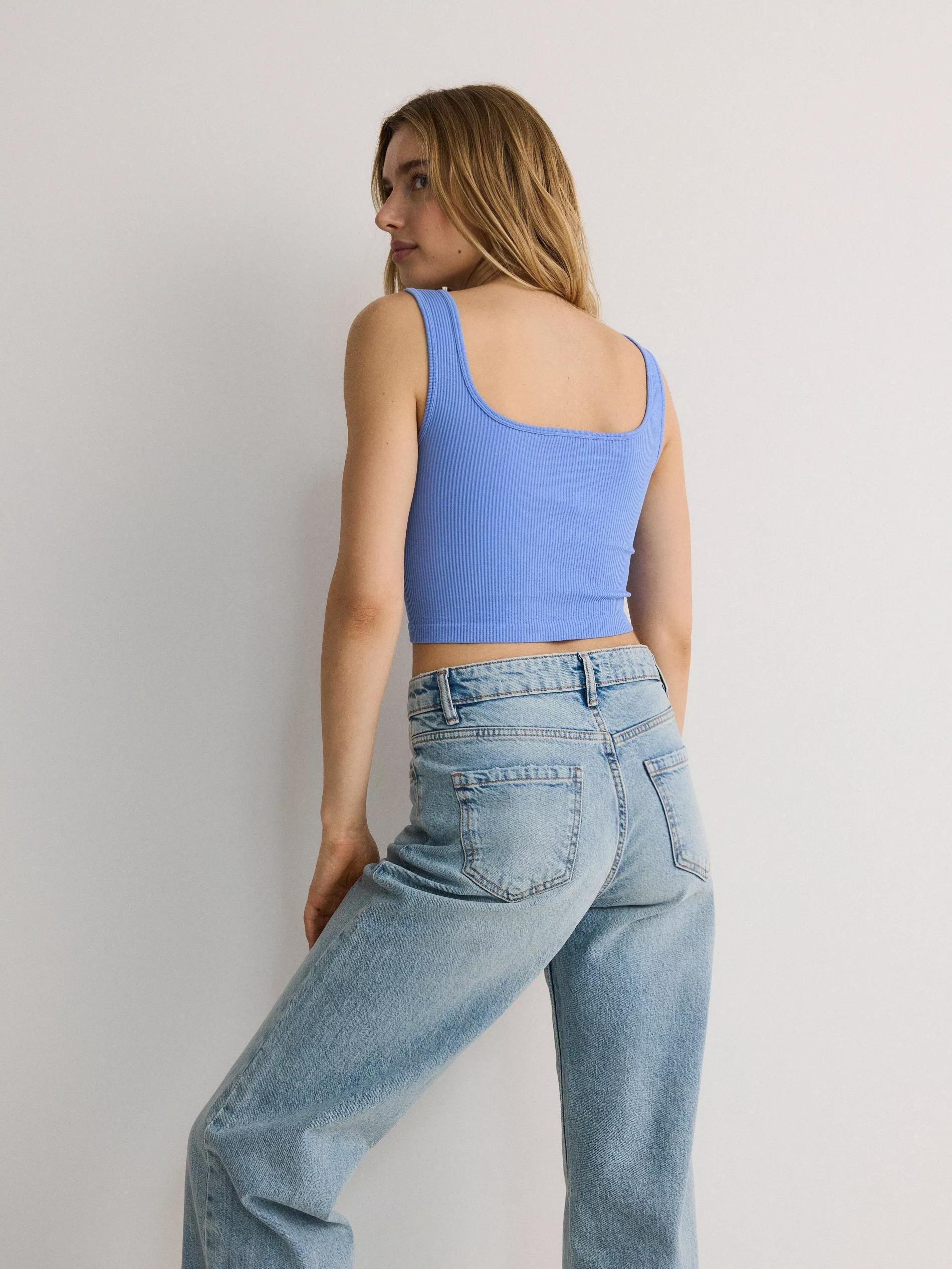 Blue Ribbed Knitted Top, , large image number 3
