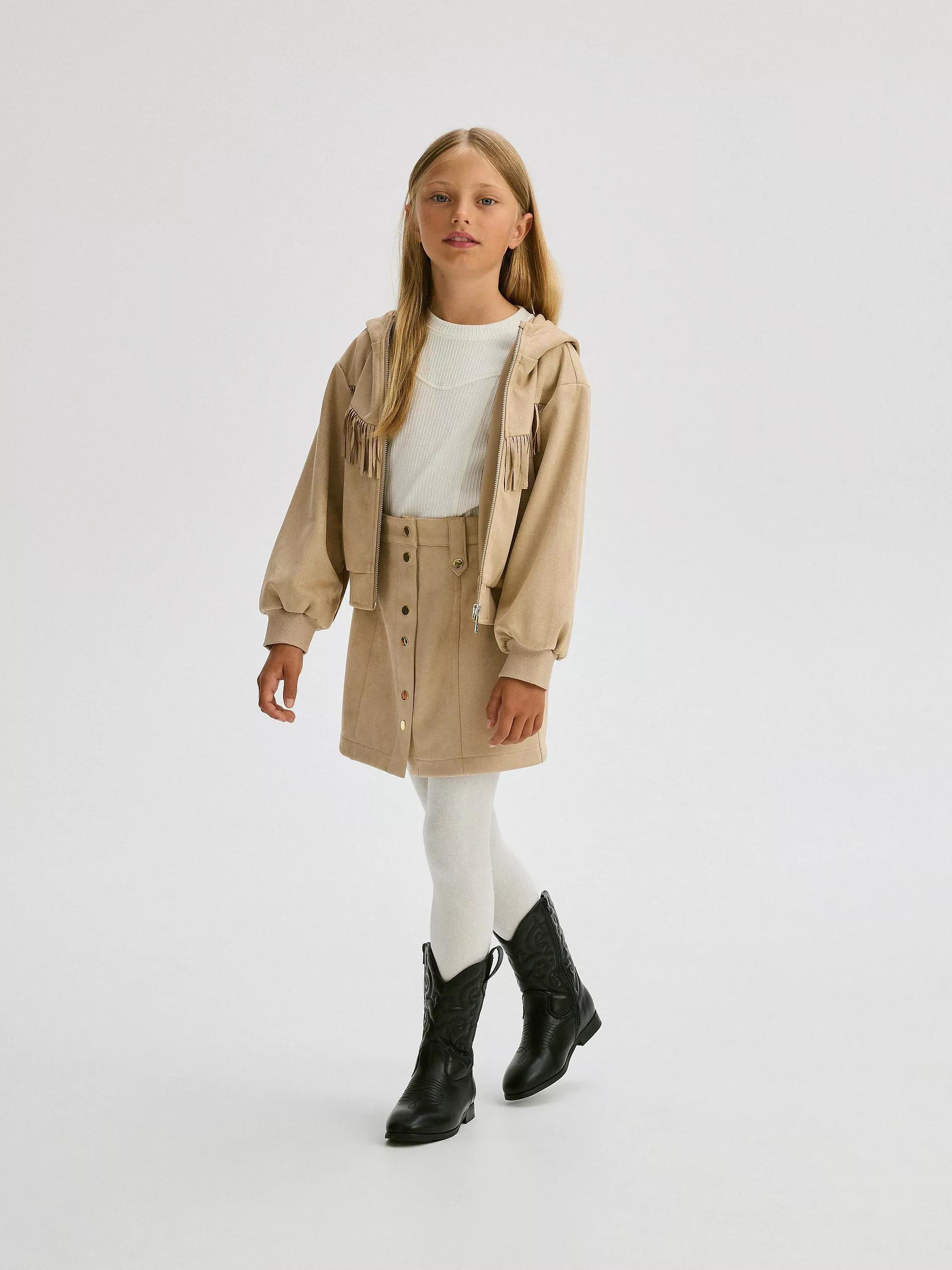 Beige Skirt With Decorative Buttons, , large image number 0
