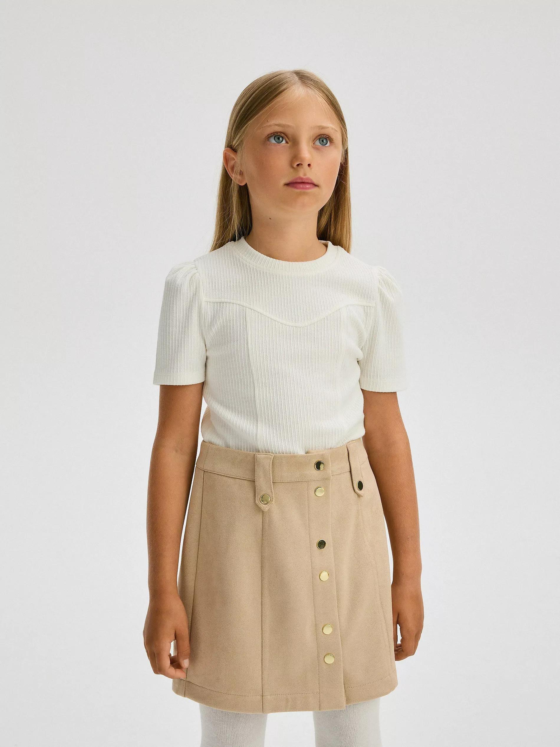 Beige Skirt With Decorative Buttons, , large image number 3