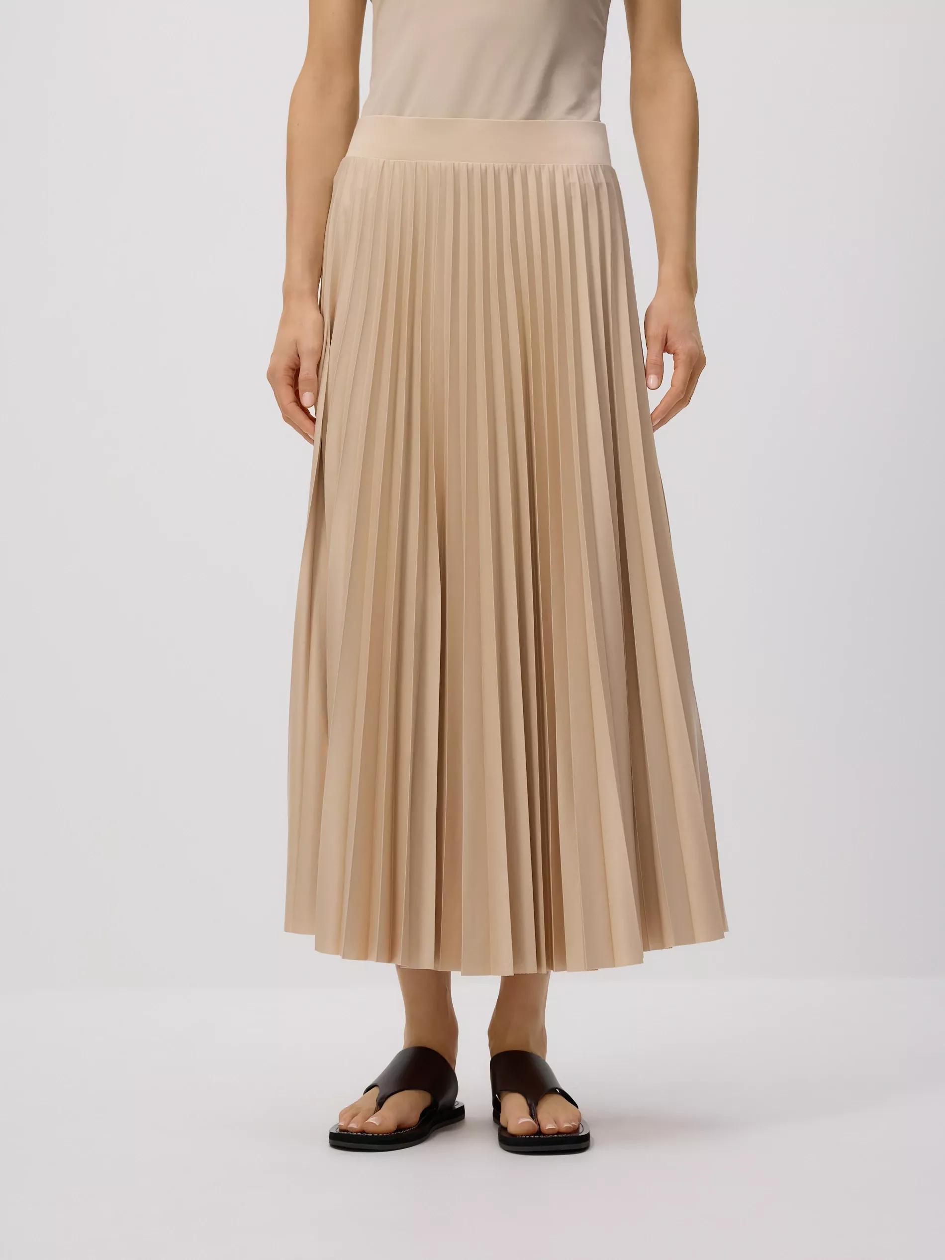 Beige Pleated Midi Skirt, , large image number 1