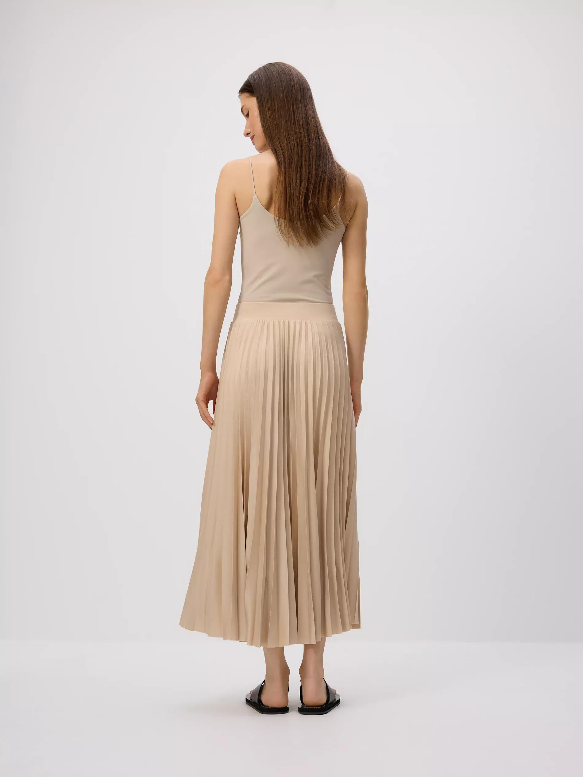 Beige Pleated Midi Skirt, , large image number 3