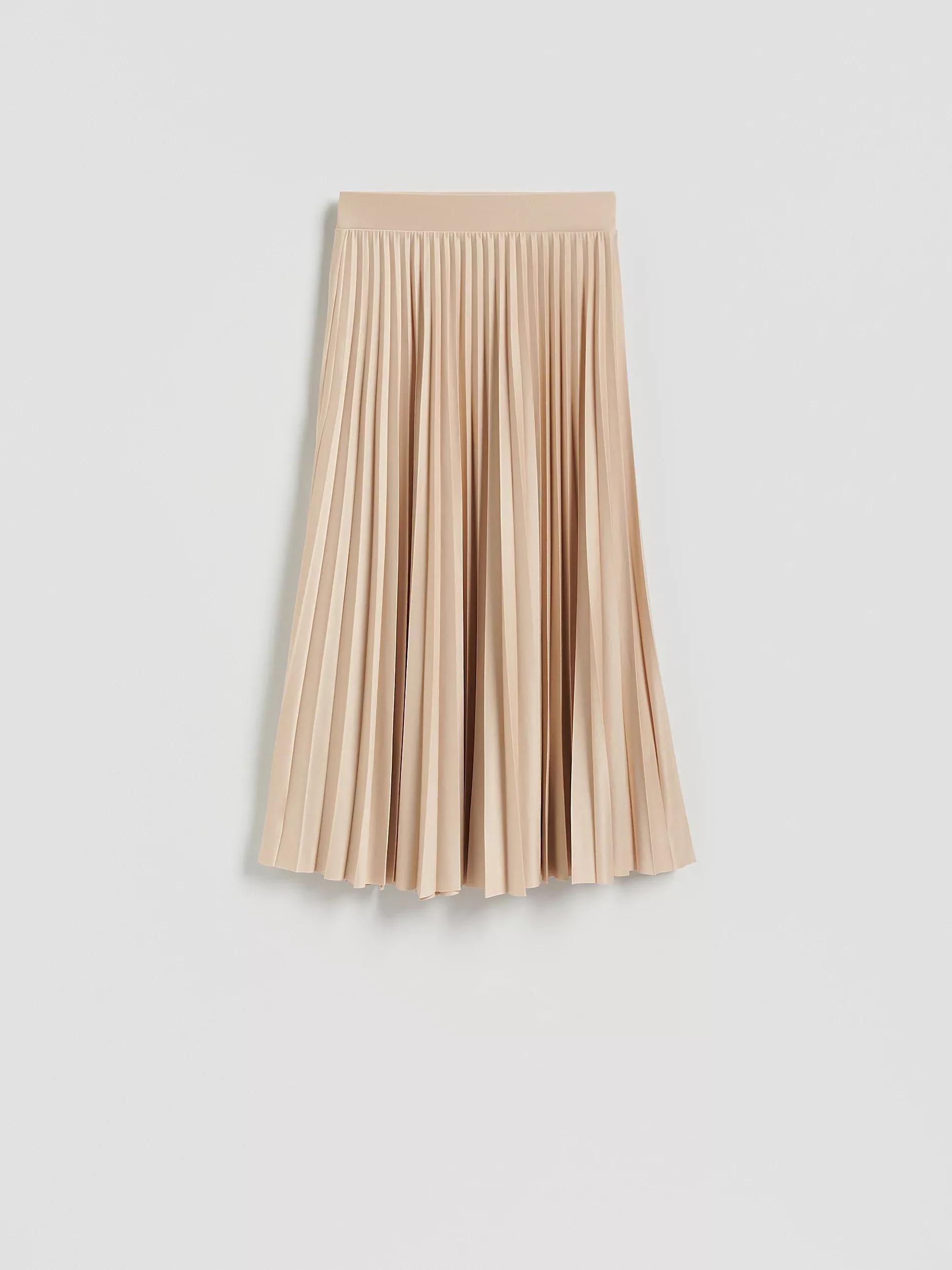 Beige Pleated Midi Skirt, , large image number 4