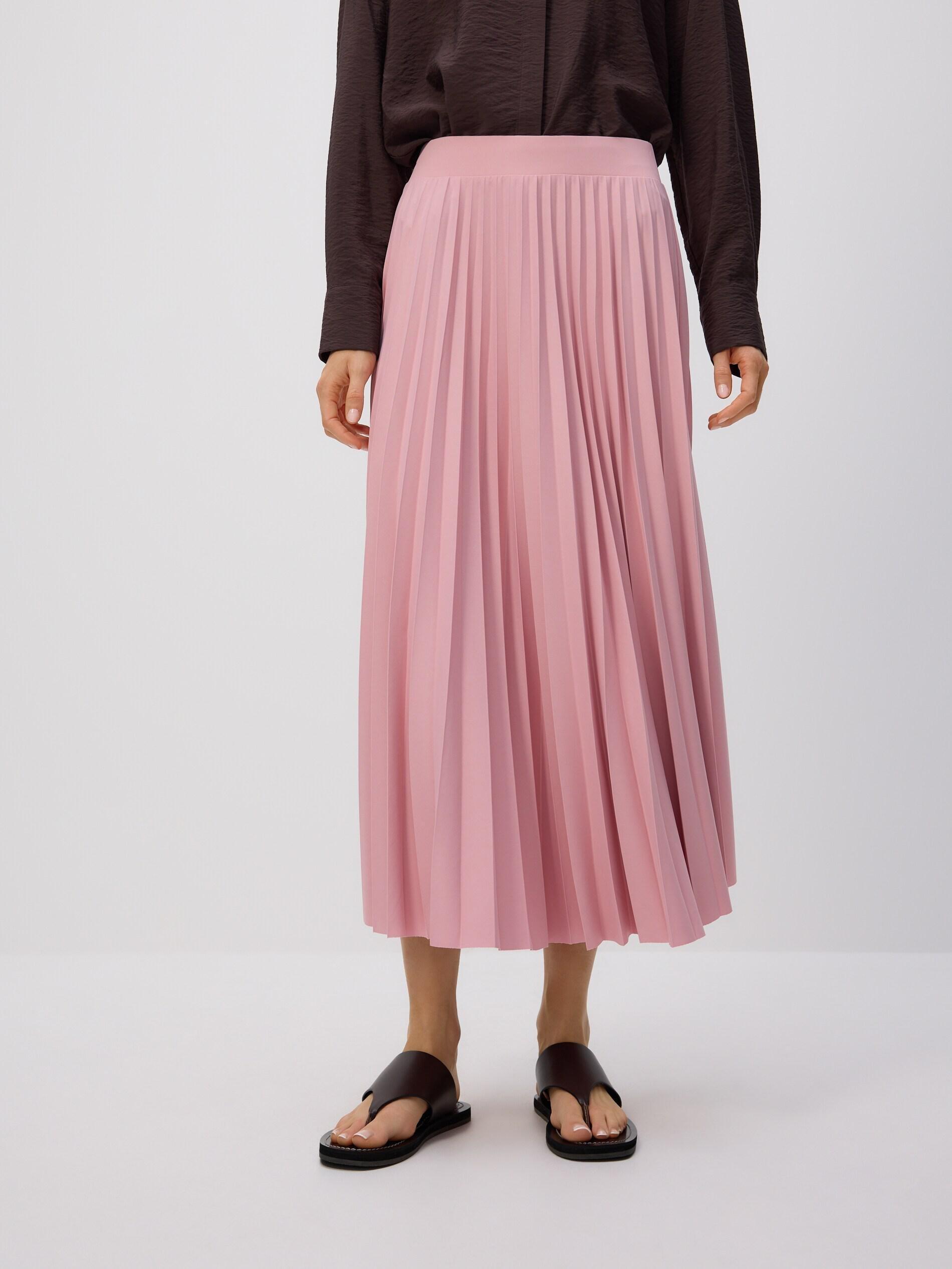 Pink Pleated Midi Skirt, Pink, medium