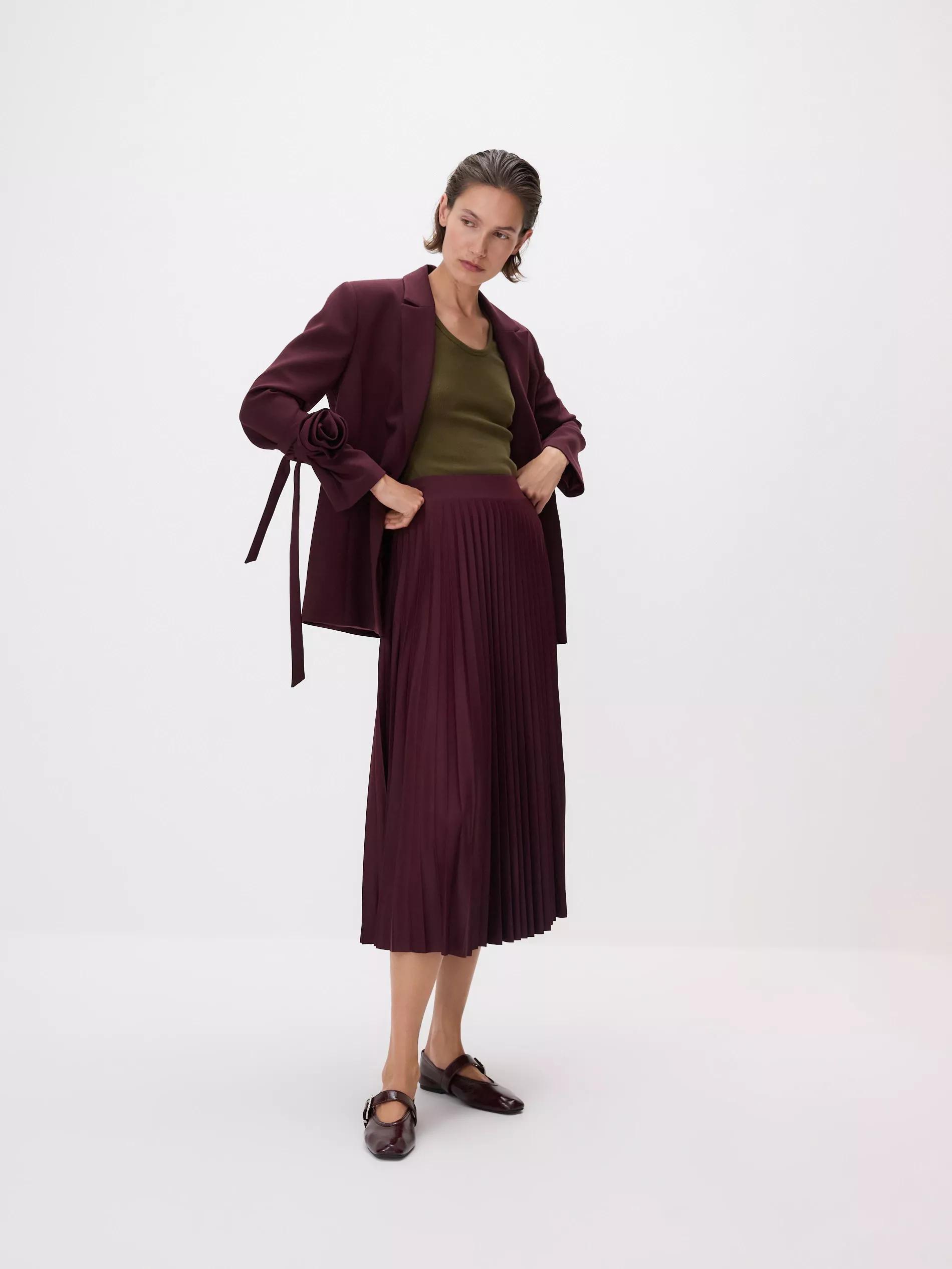 DARK VIOLET Pleated midi skirt, , medium