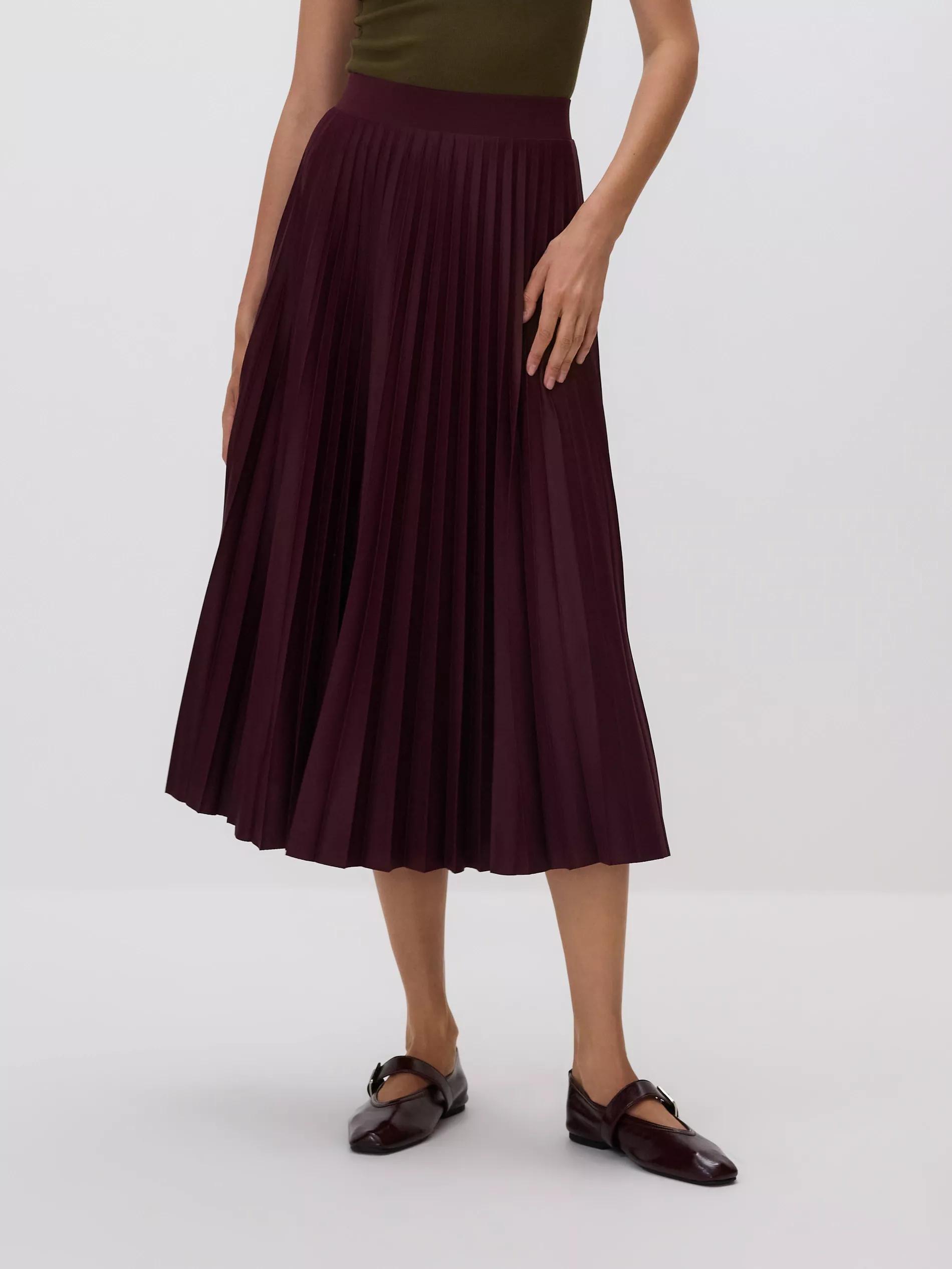 Purple Pleated Midi Skirt, Purple, large image number 1