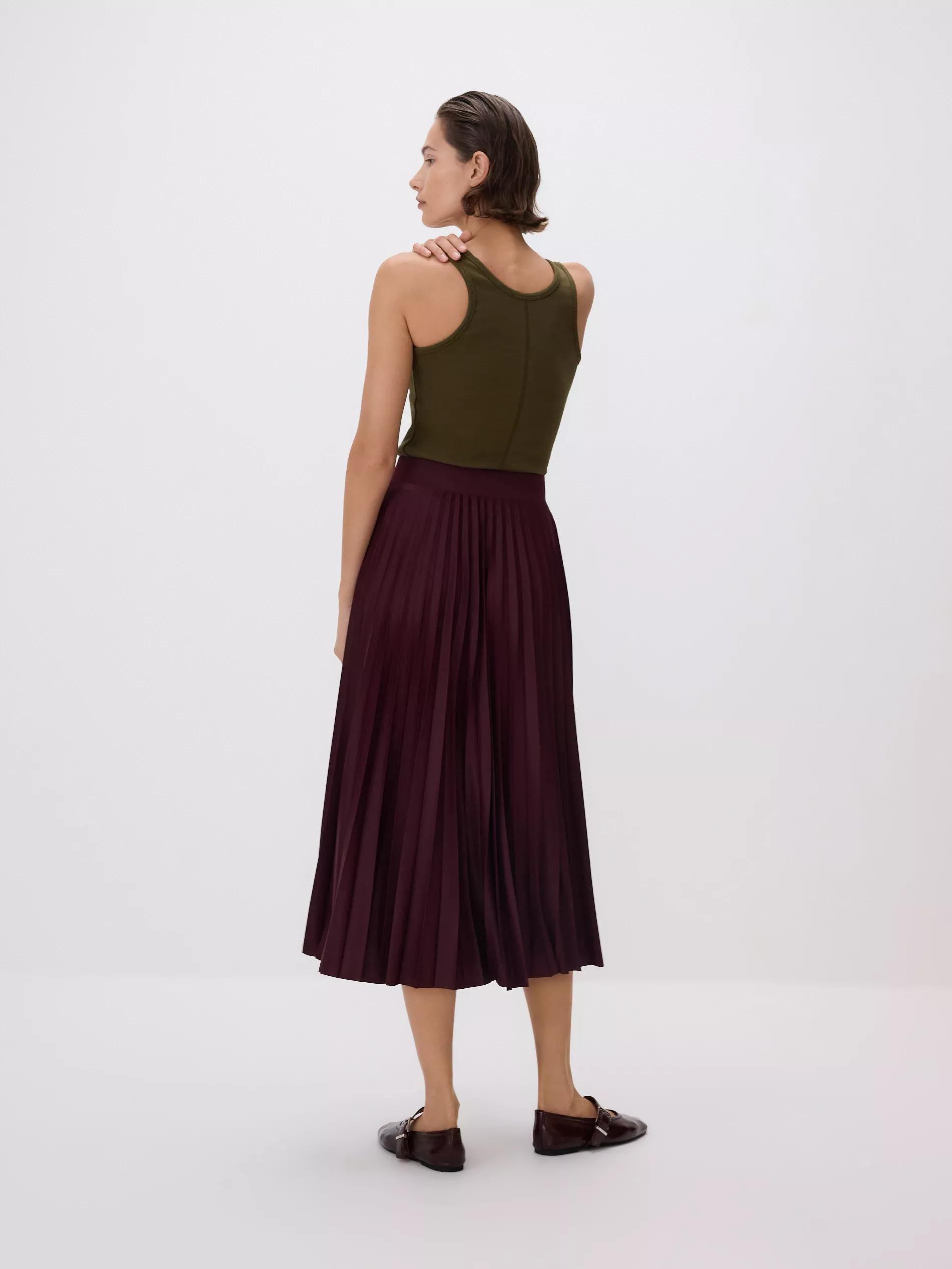 DARK VIOLET Pleated midi skirt, Purple, medium