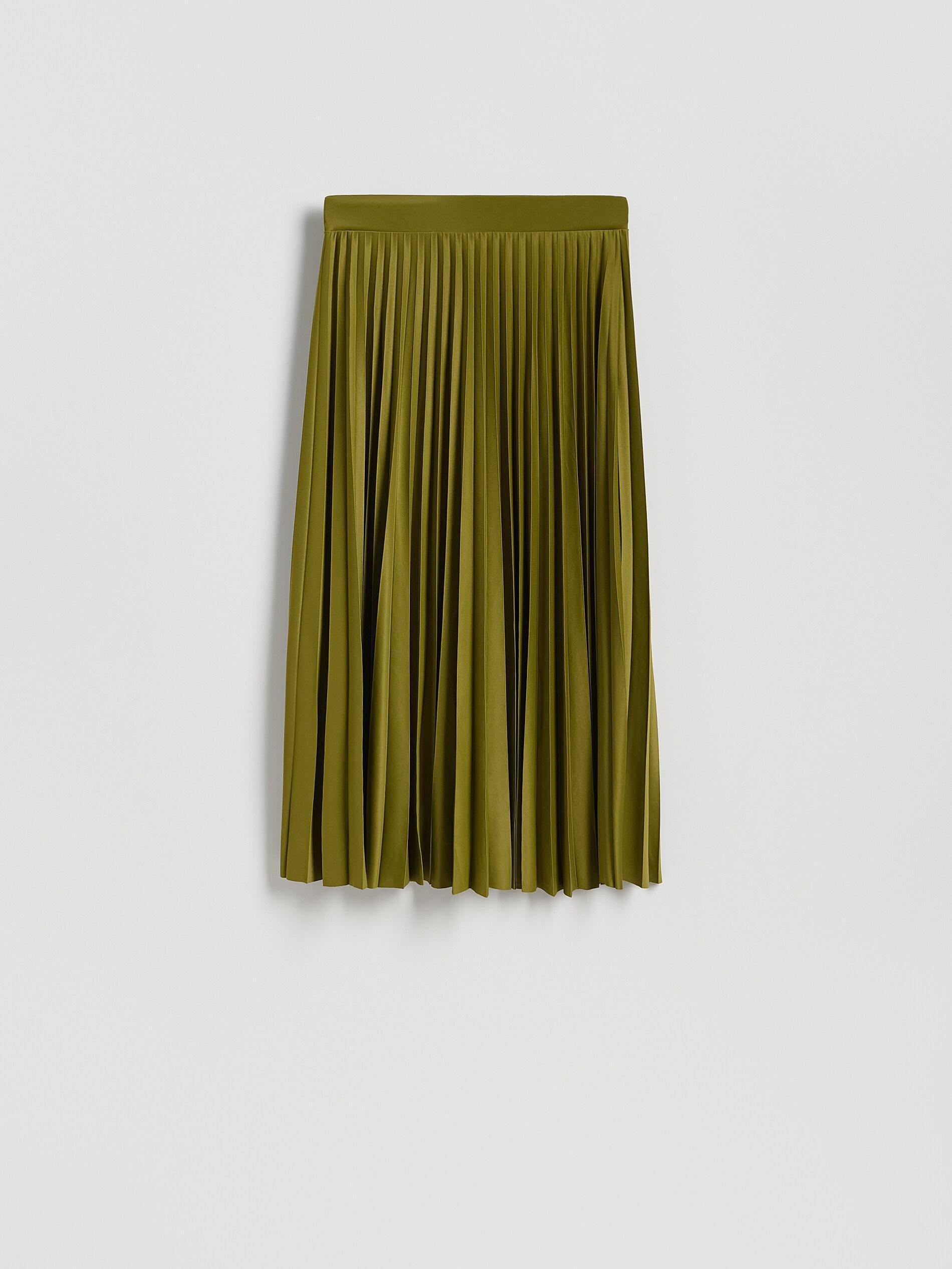 Green Pleated Midi Skirt, Green, large image number 0
