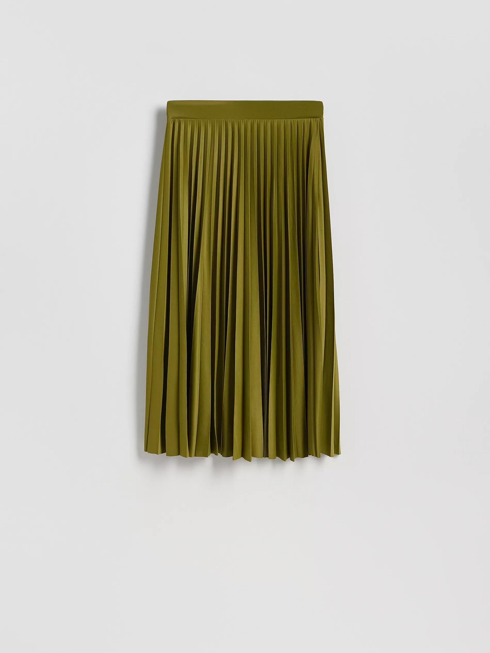 Green Pleated Midi Skirt, , large image number 2