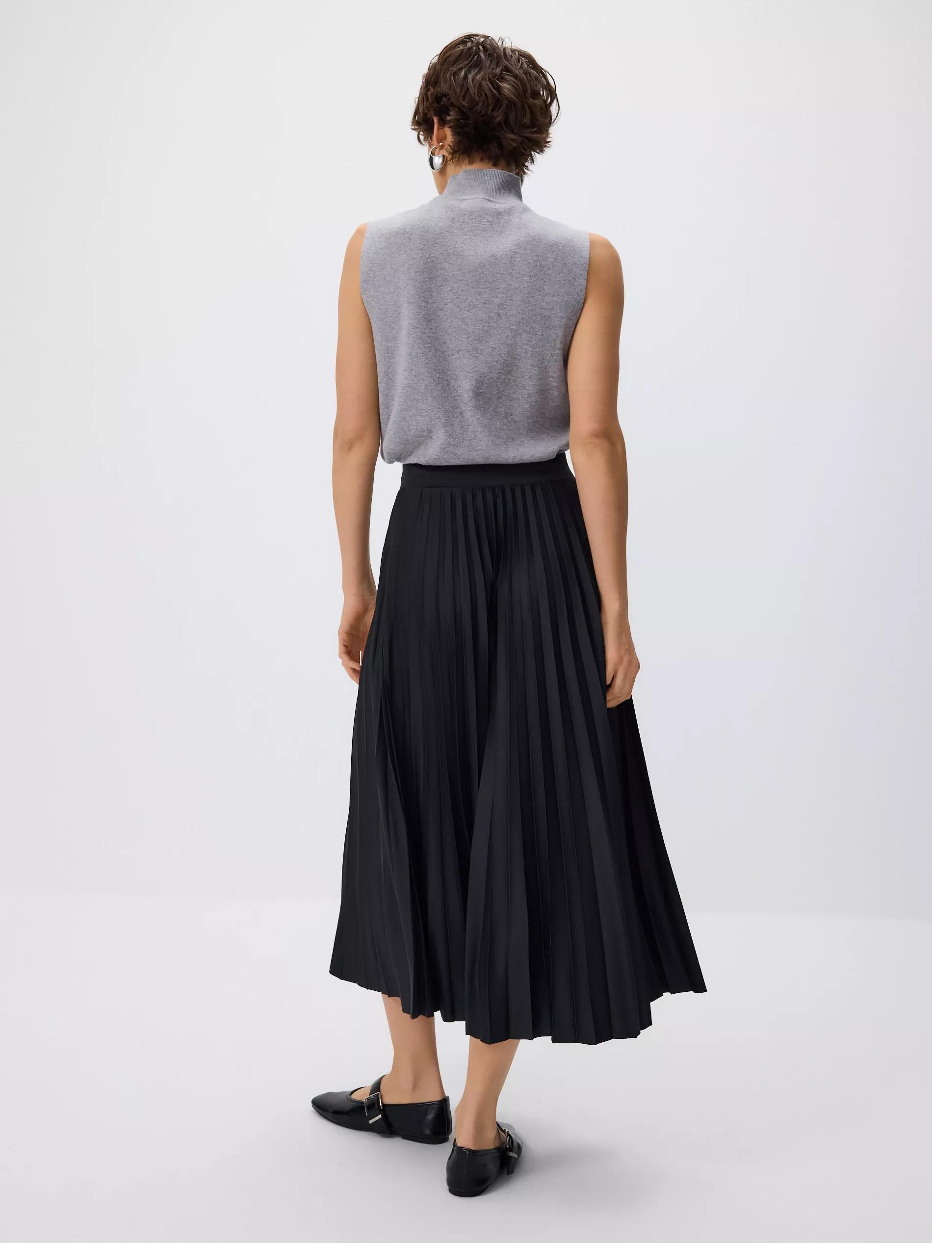 BLACK Pleated midi skirt, , large image number 1