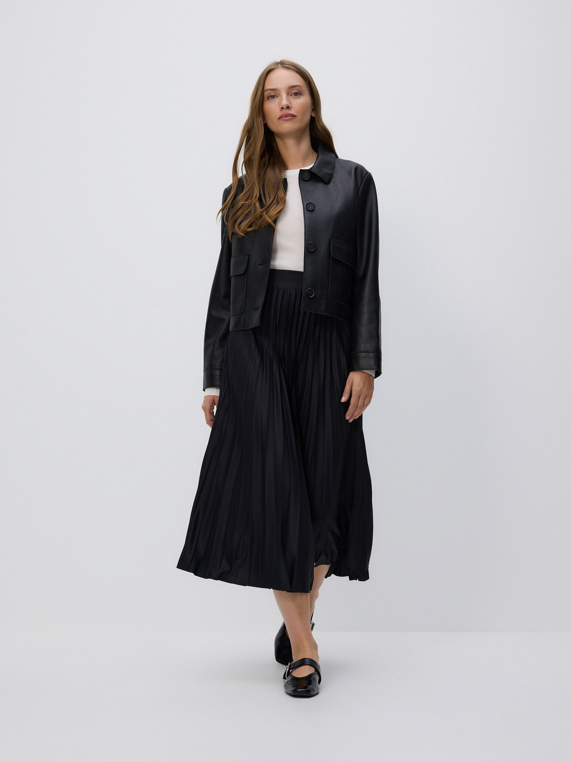 BLACK Pleated midi skirt, Black, large image number 1