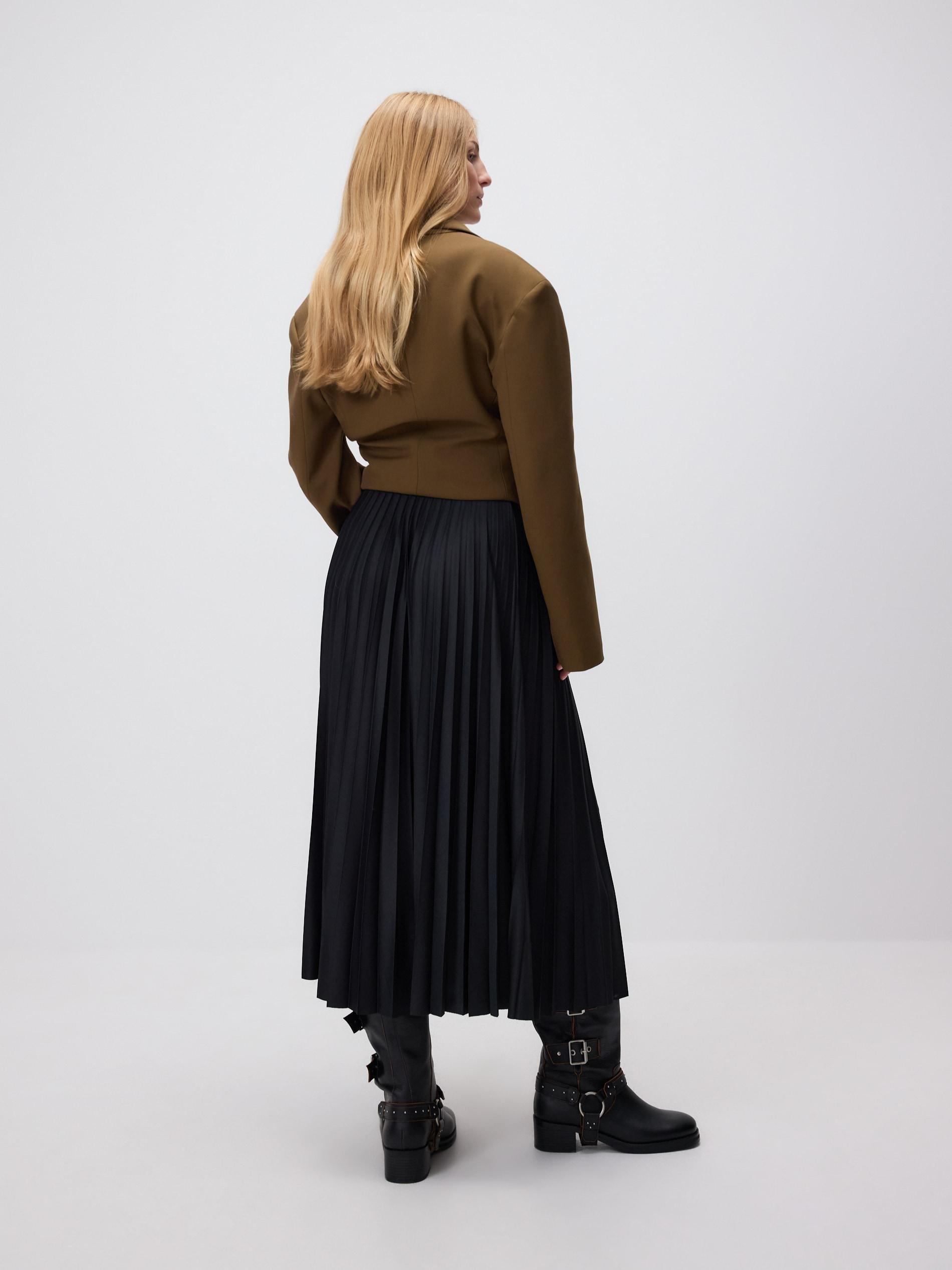 BLACK Pleated midi skirt, Black, medium