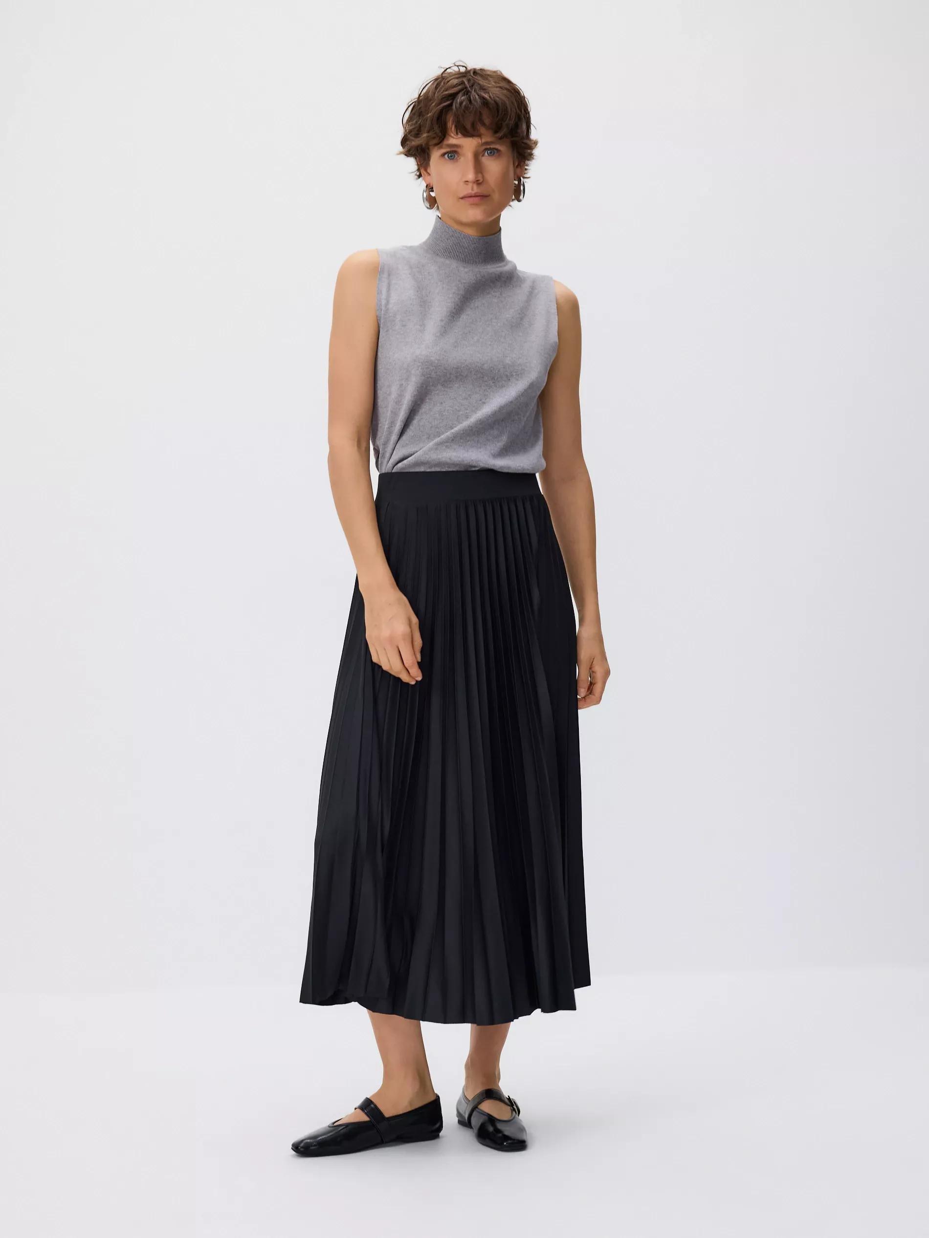 BLACK Pleated midi skirt, , large image number 2