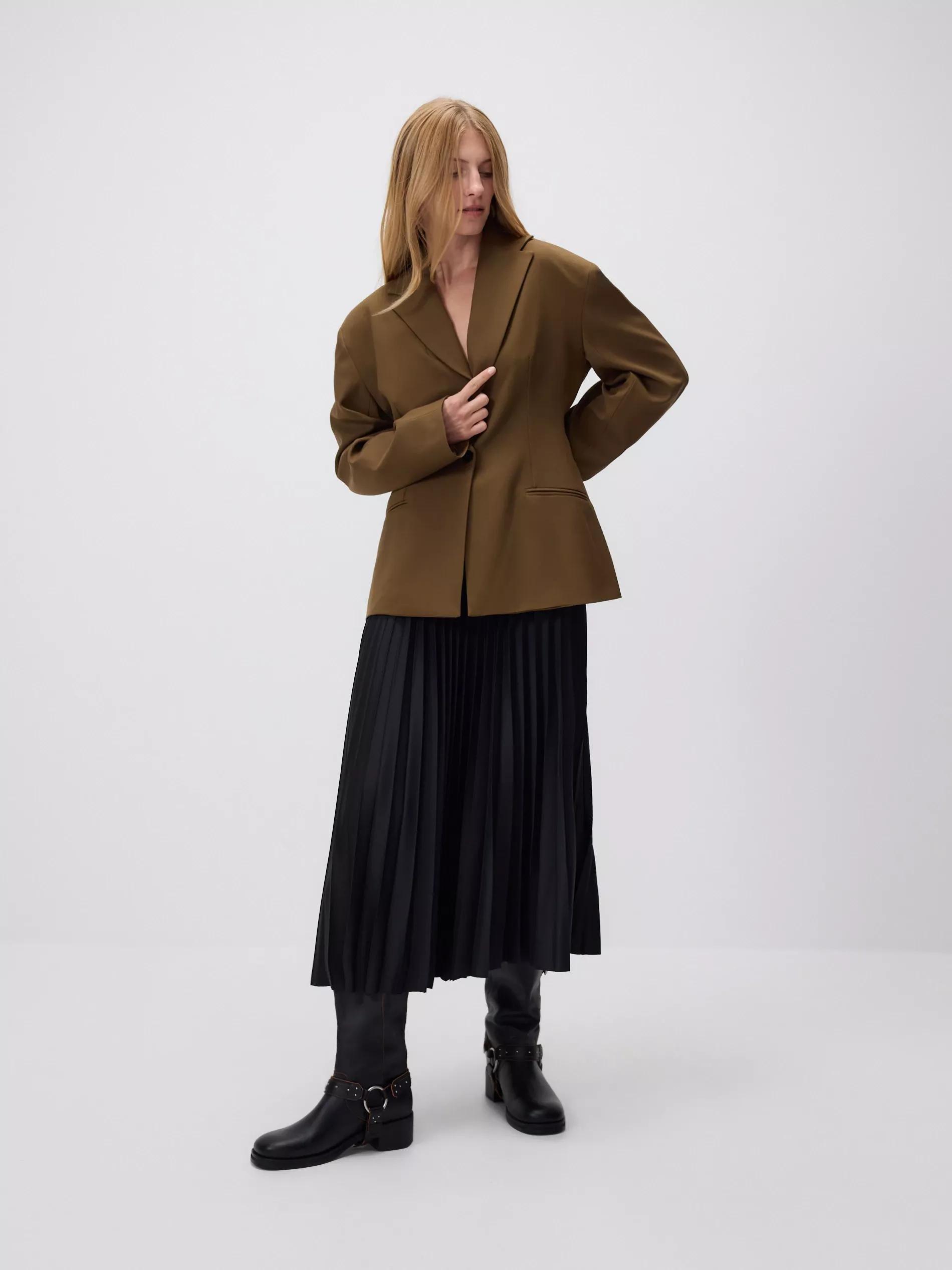 BLACK Pleated midi skirt, Black, medium