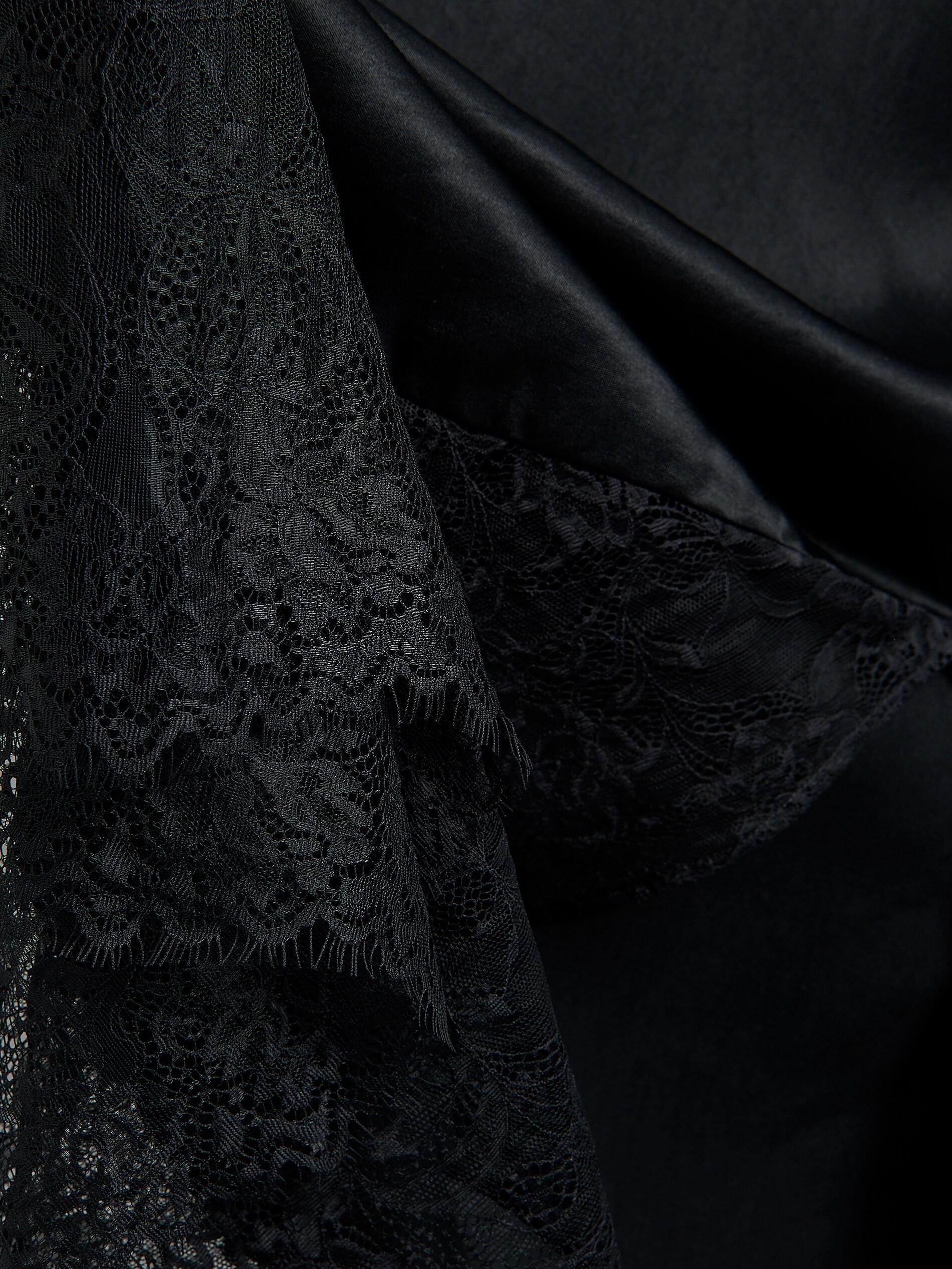 Black Maxi Skirt With Lace Inserts, Black, large image number 4