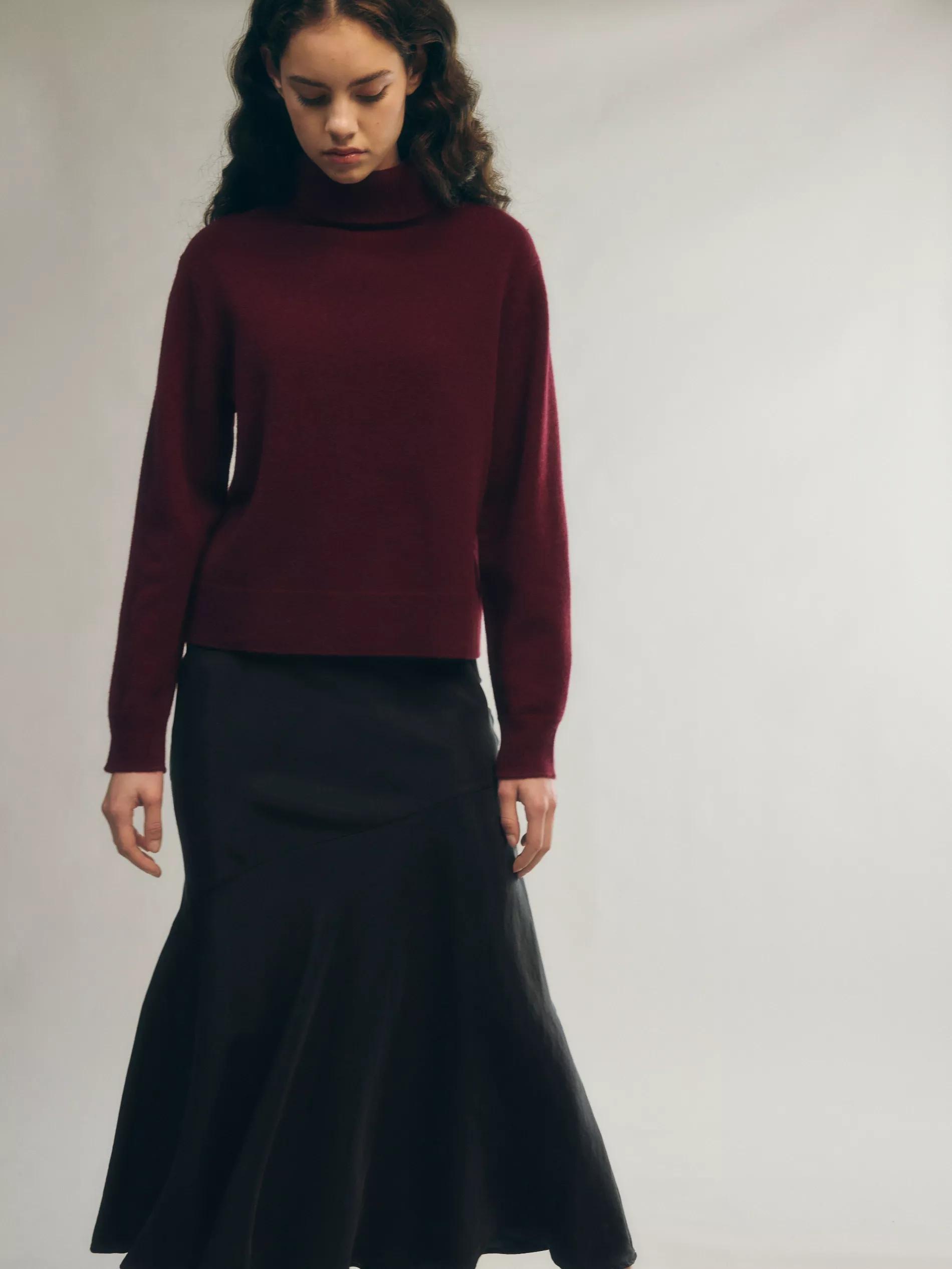 Black Lyocell Midi Skirt, , large image number 1