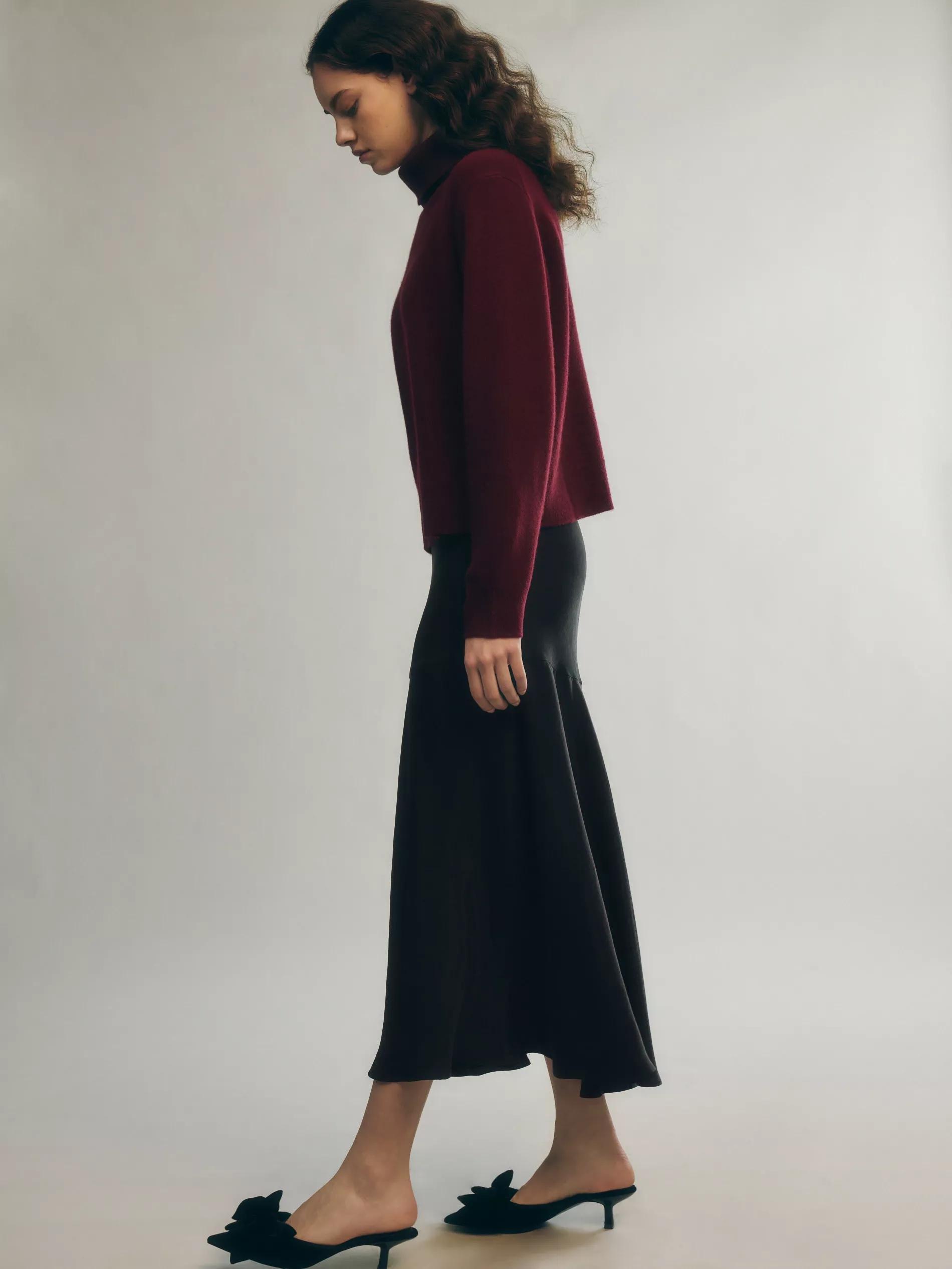 Black Lyocell Midi Skirt, , large image number 2