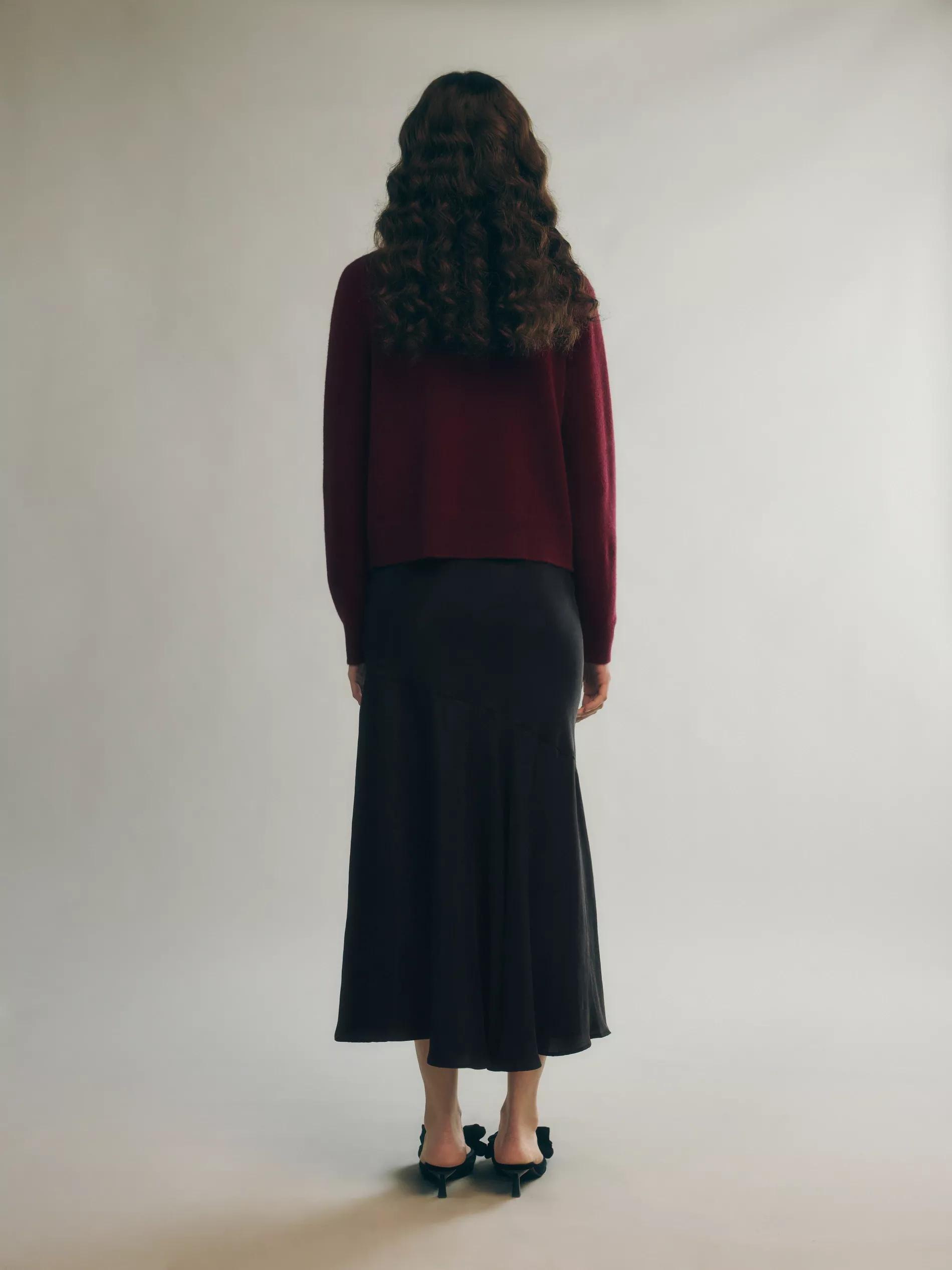 Black Lyocell Midi Skirt, , large image number 3