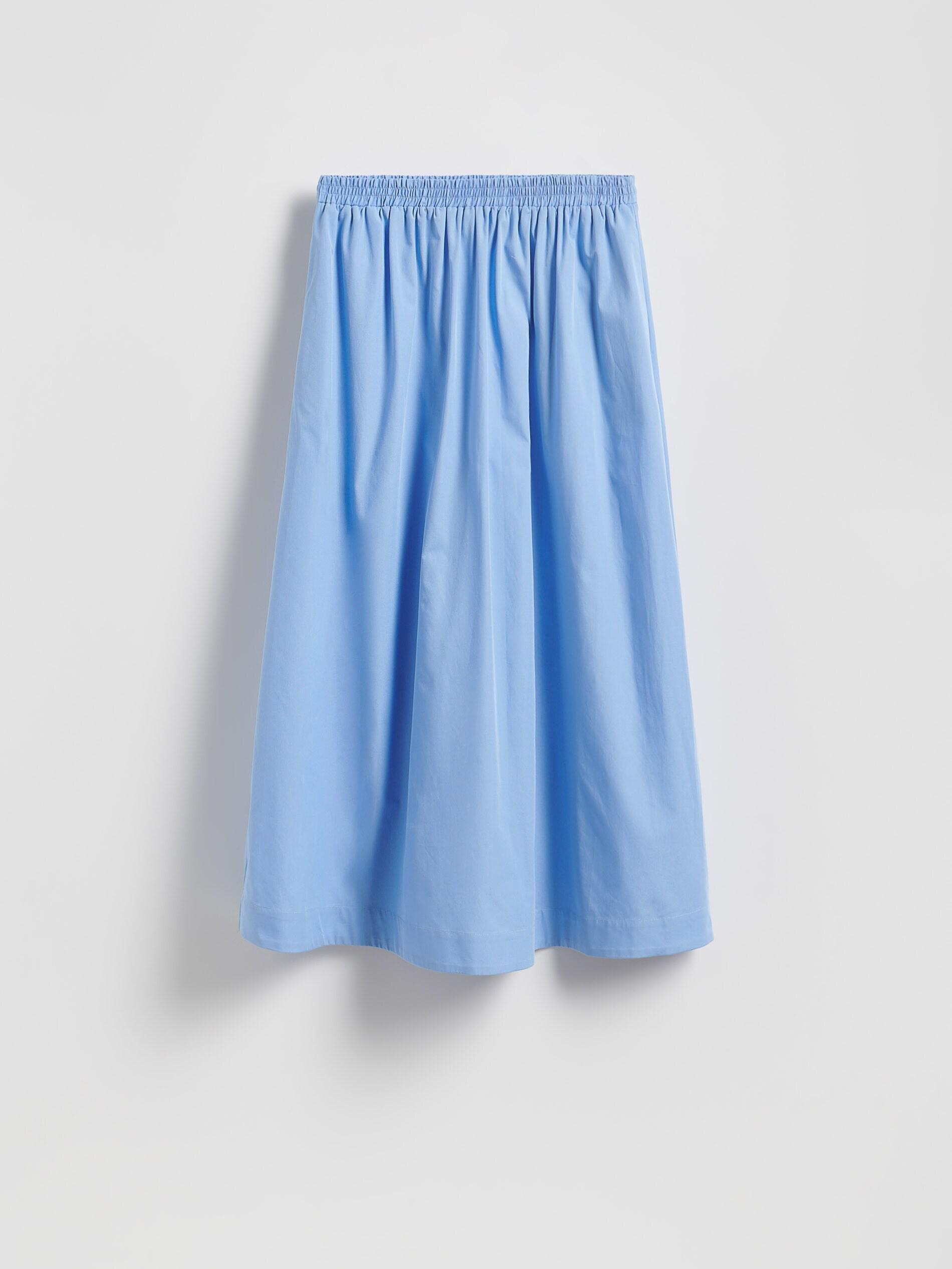 Blue Cotton Midi Skirt, Blue, medium