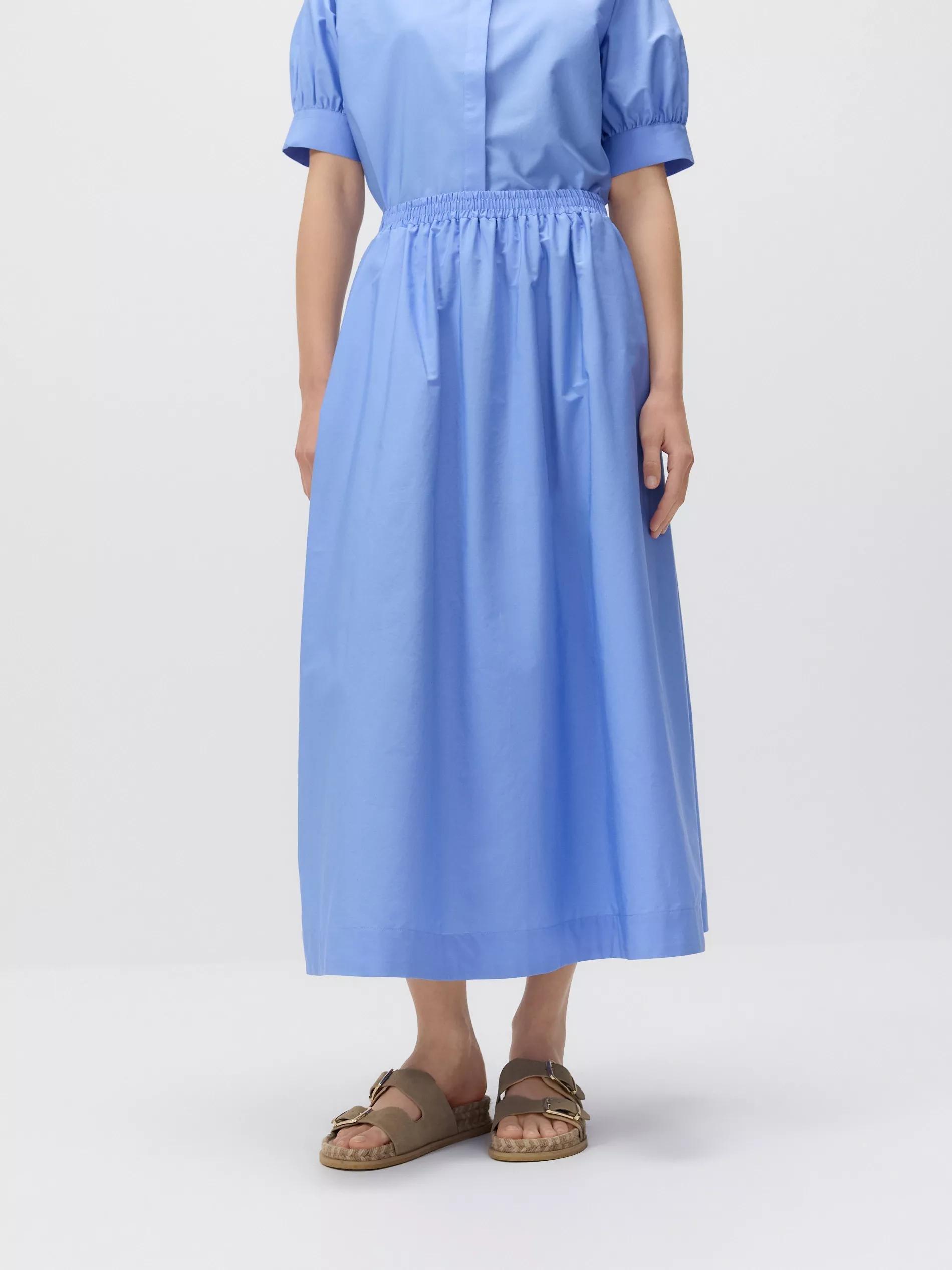 Blue Cotton Midi Skirt, , large image number 4