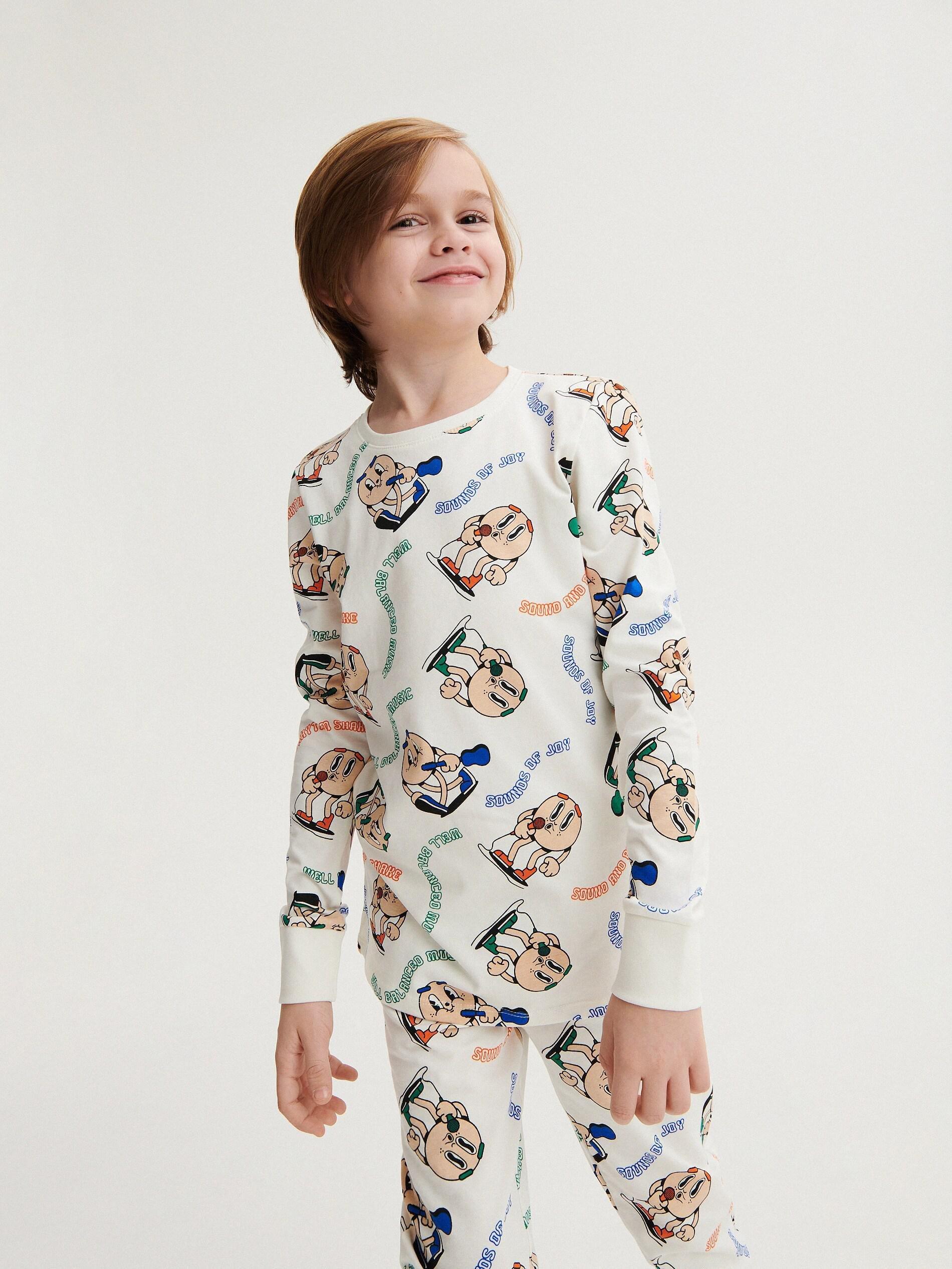 Cream Printed Pyjamas, , large image number 0