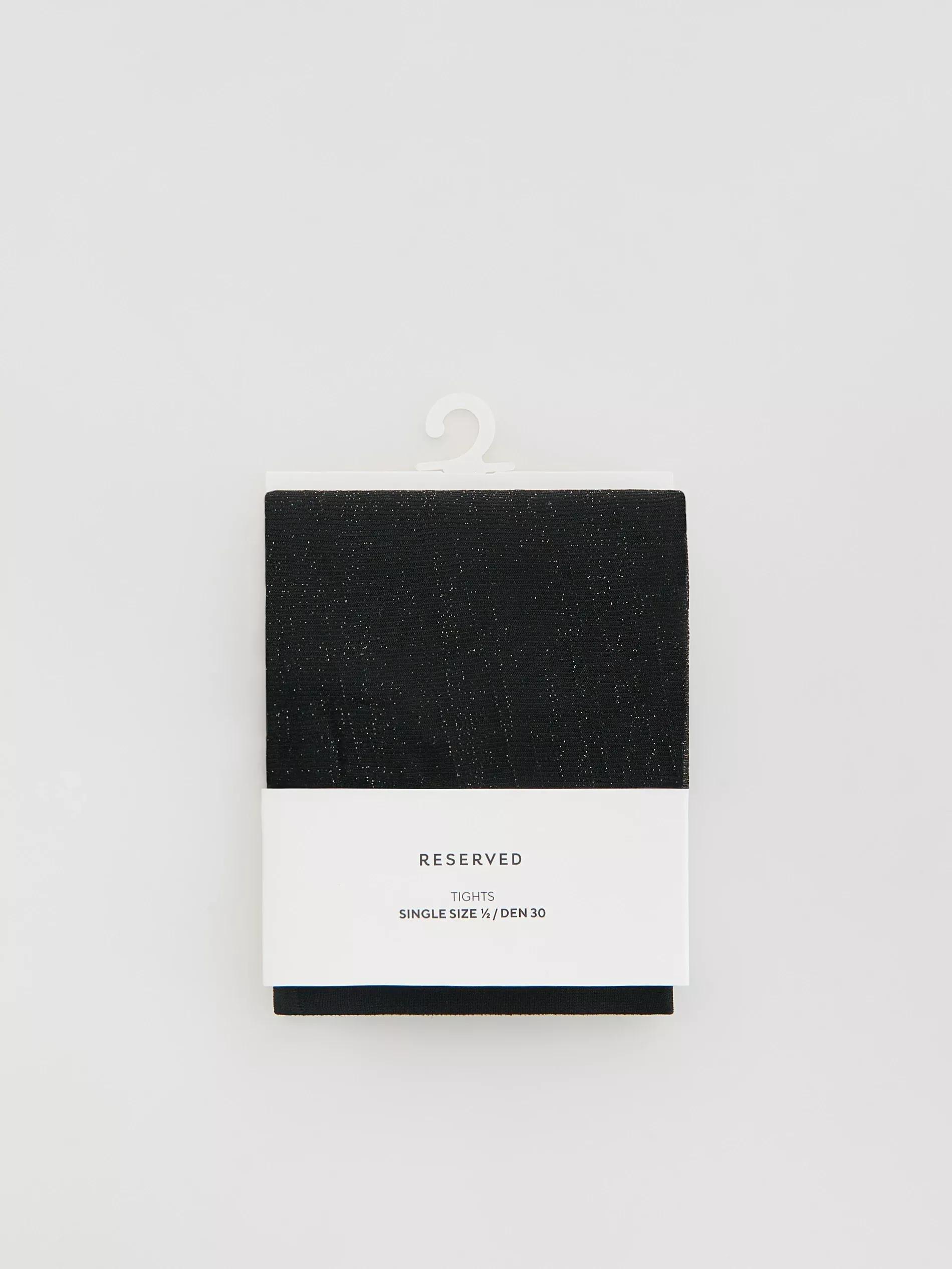 Black 30 Den Tights With Metallic Thread, Black, large image number 0