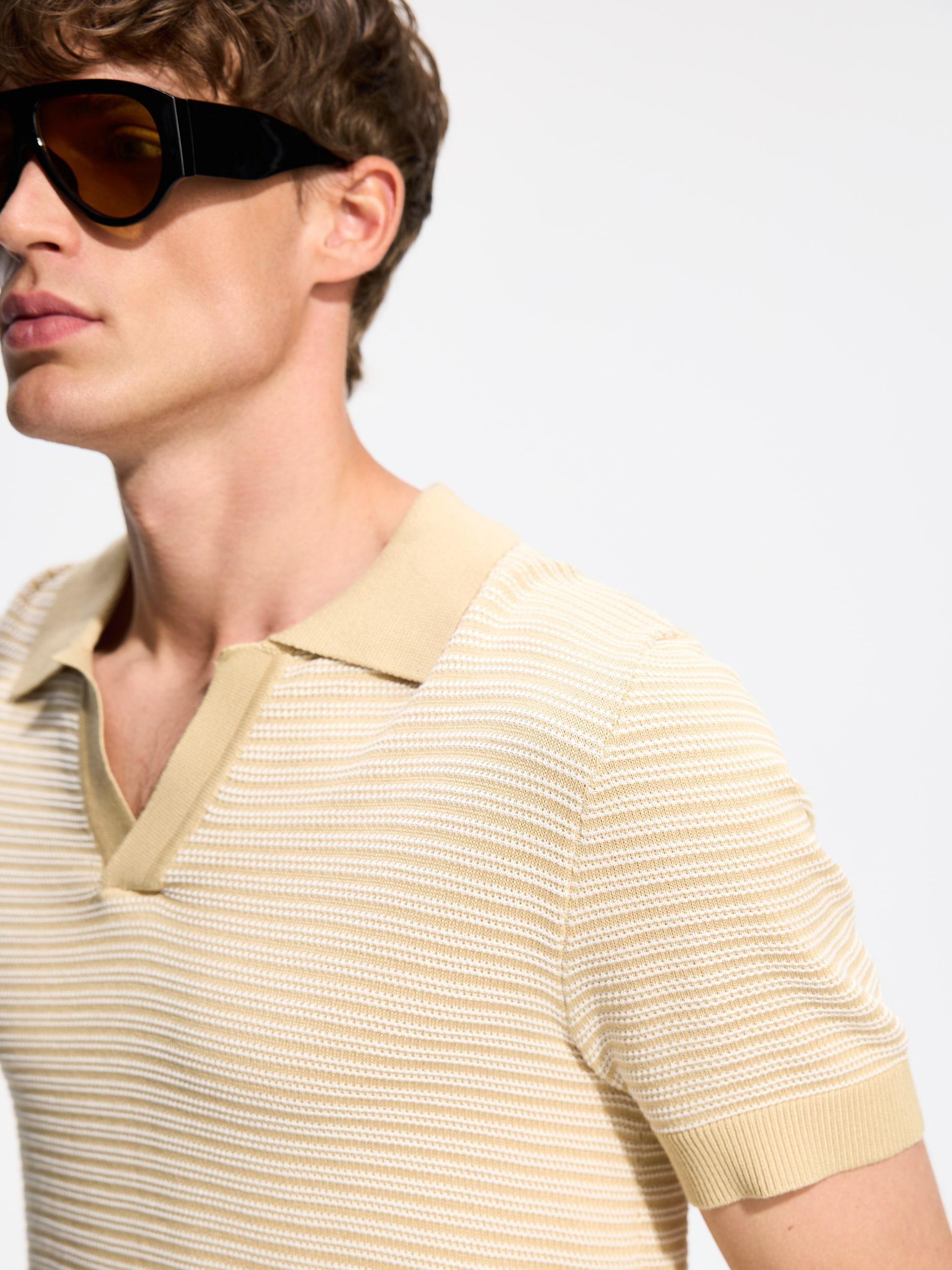 Beigeviscose Rich Polo Jumper, 7401_12P, large image number 1
