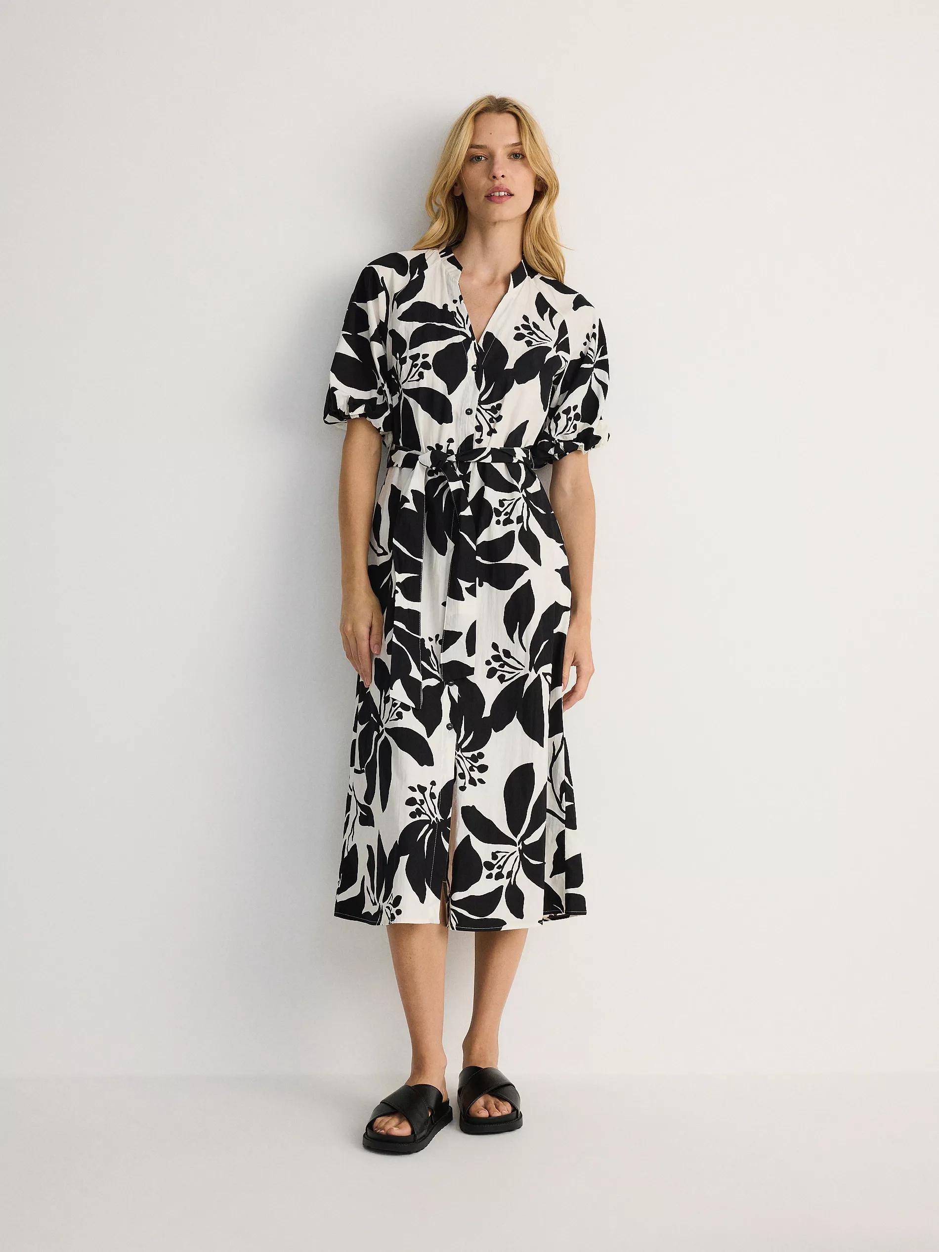 Multicolour Patterned V-Neck Dress, , large image number 2