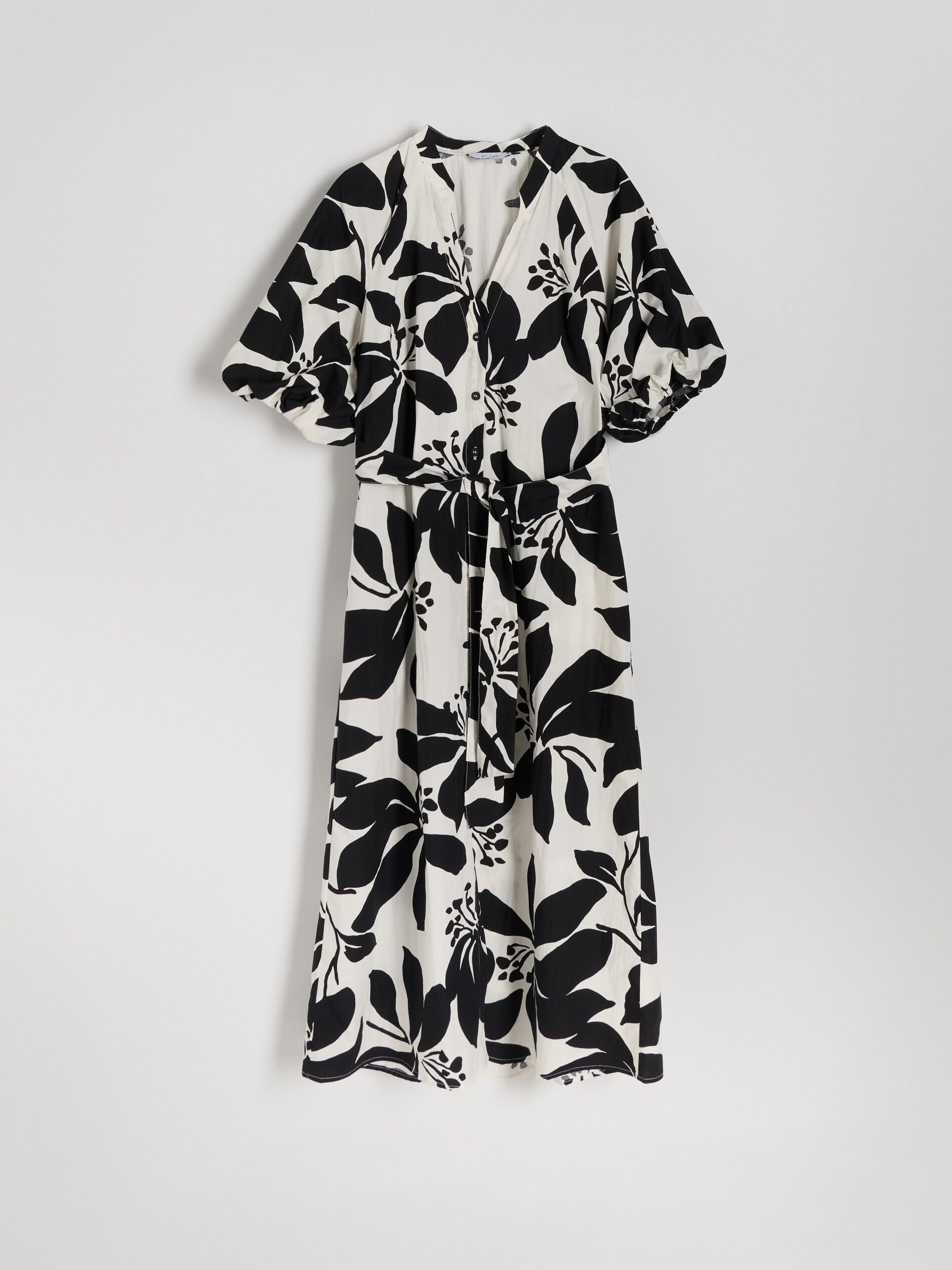 Multicolour Patterned V-Neck Dress, , large image number 5