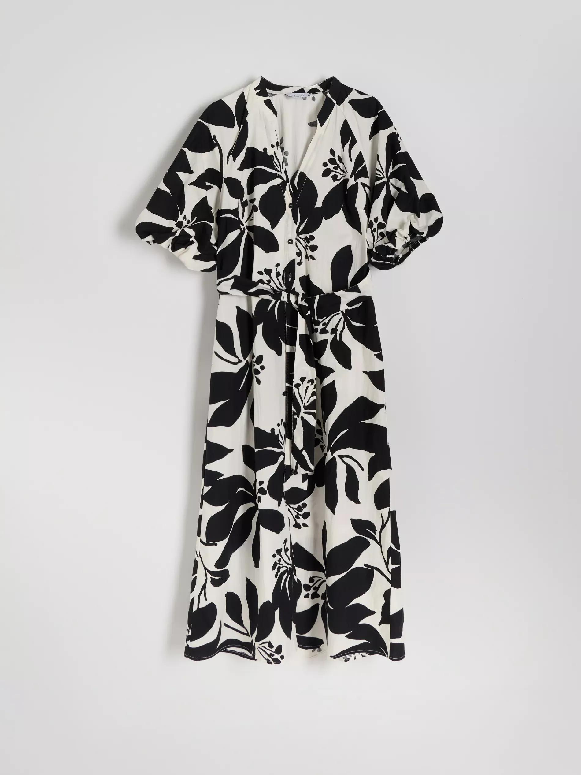Multicolour Patterned V-Neck Dress, , large image number 6
