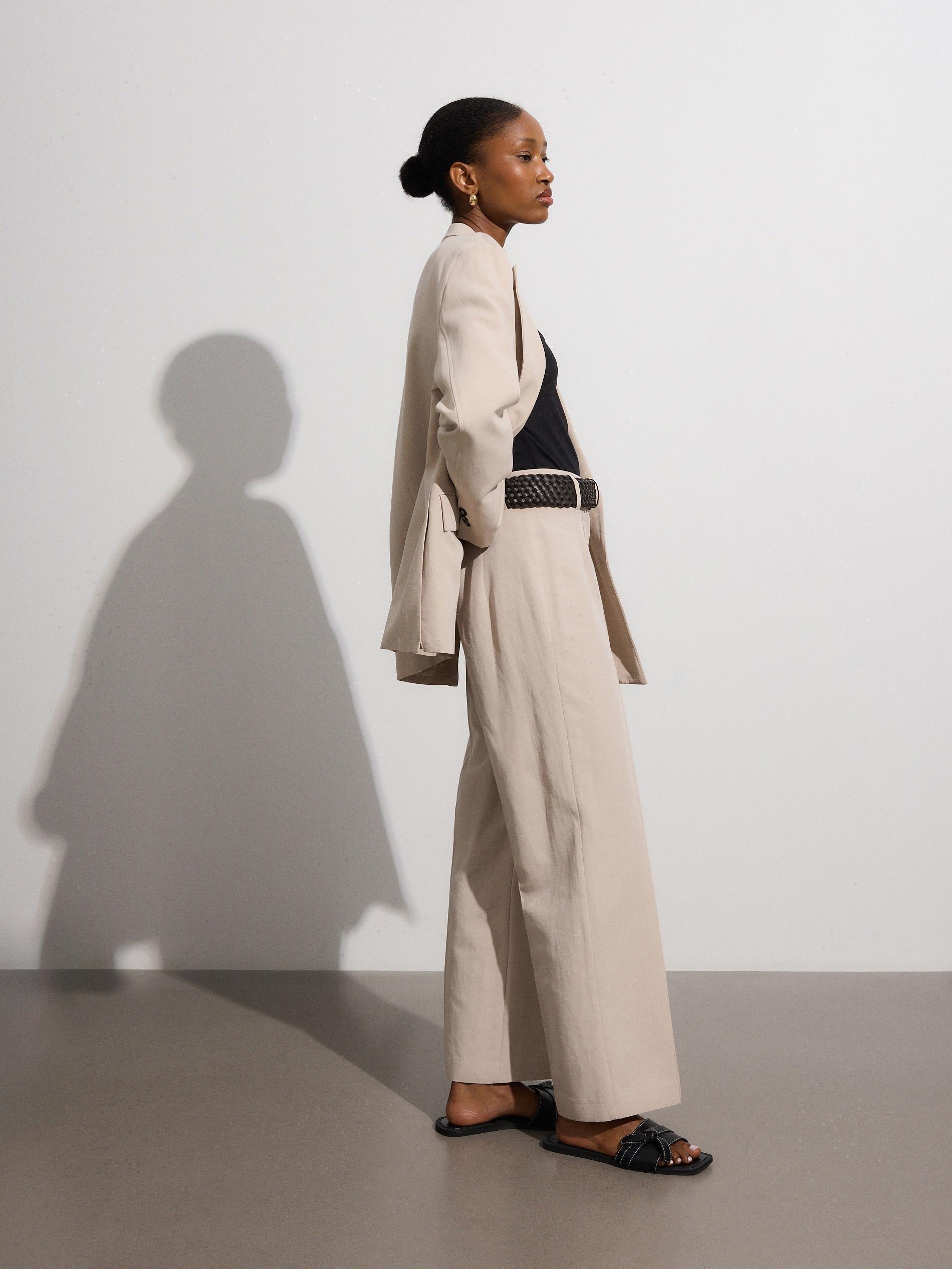 Beige Buttoned Trousers, , large image number 2