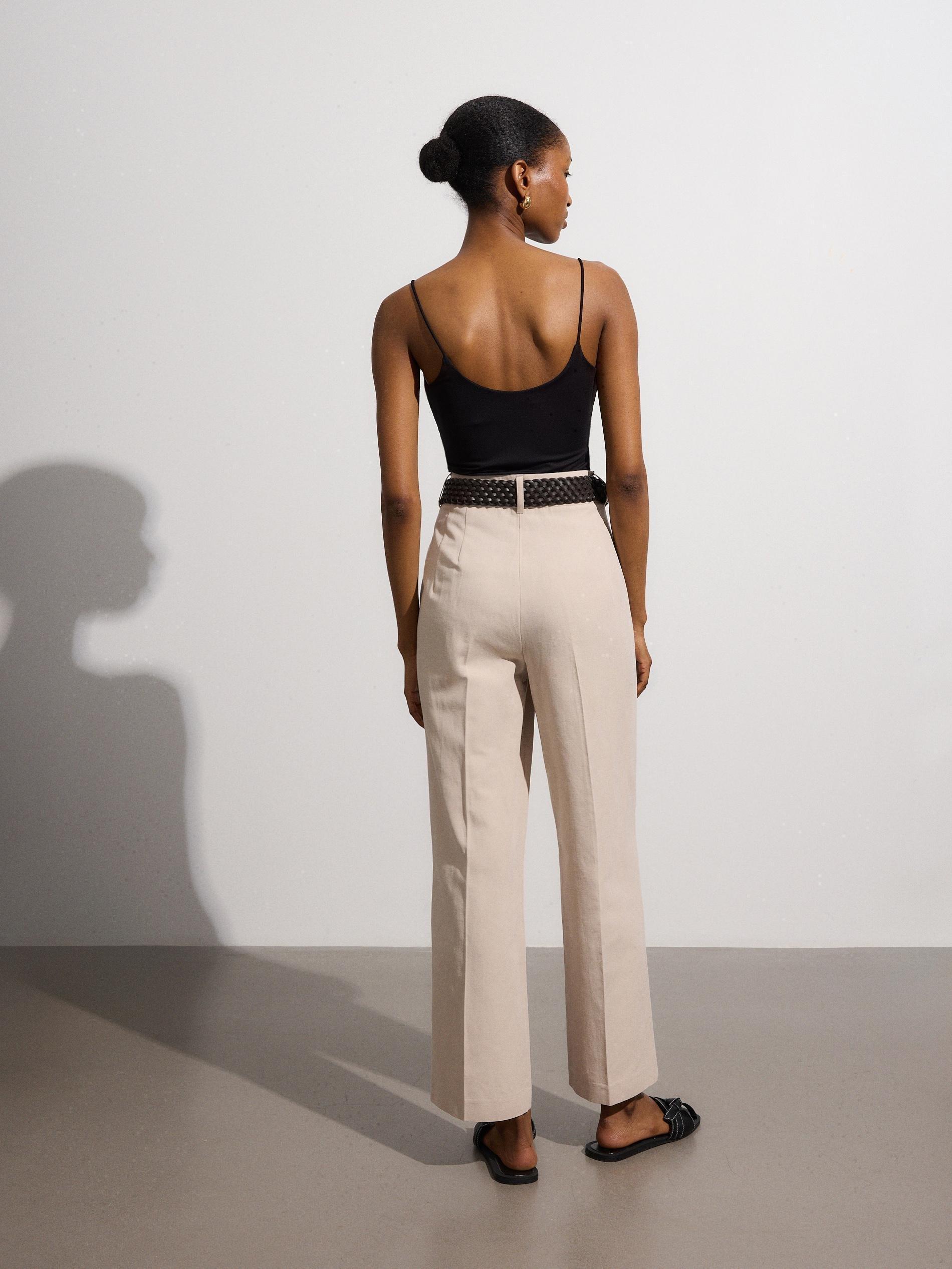 Beige Buttoned Trousers, , large image number 4