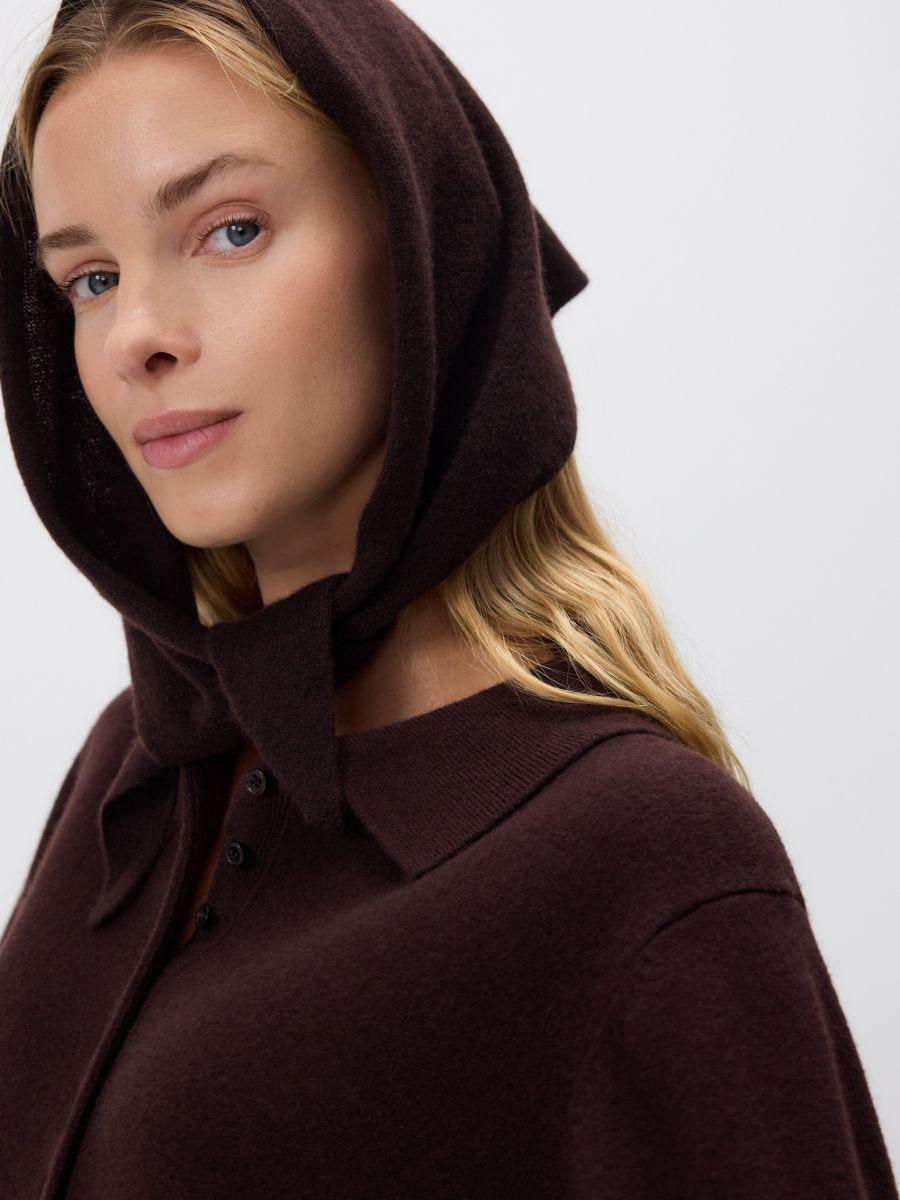 Brown Wool Rich Scarf, Brown, medium