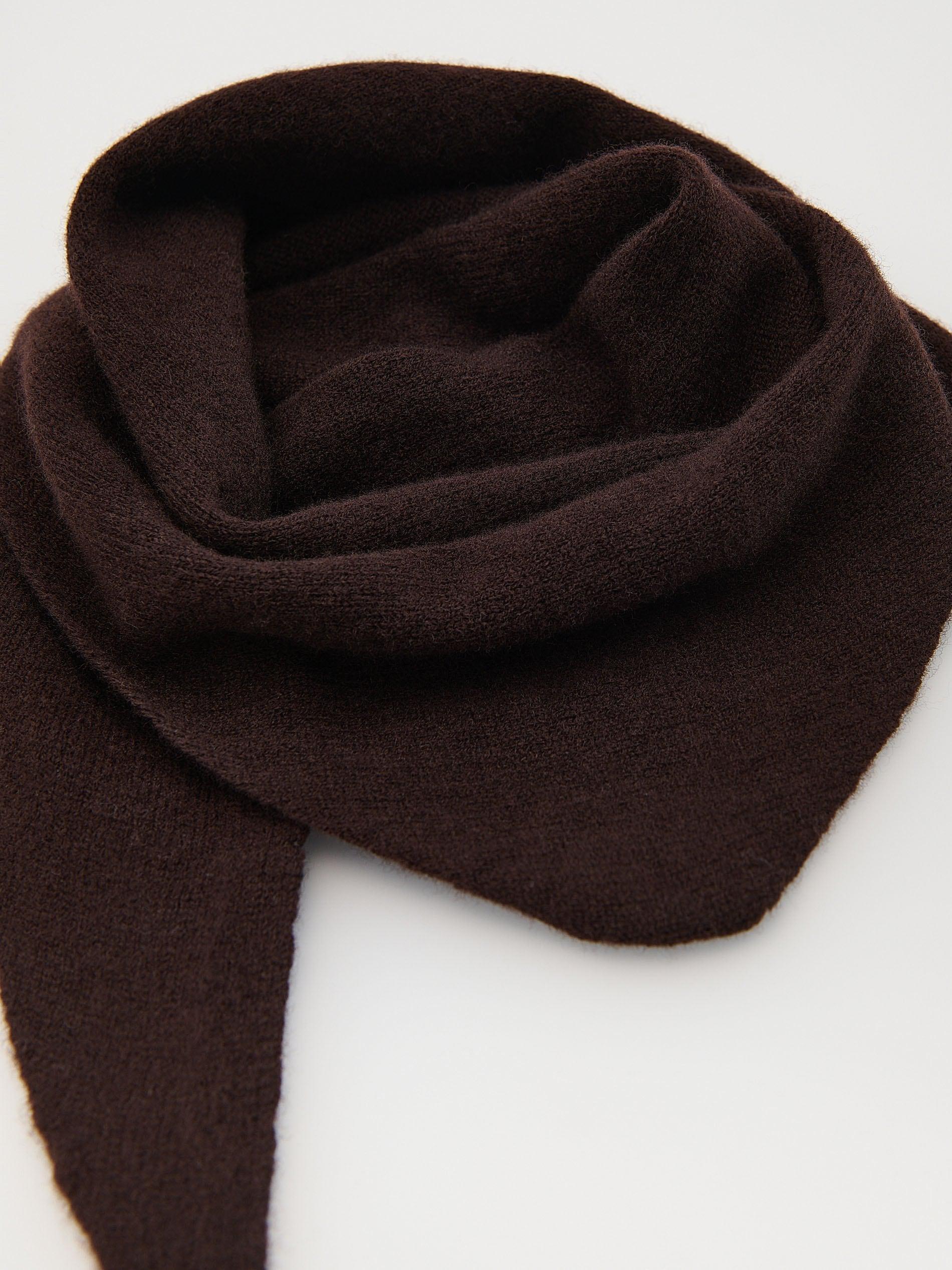 Brown Wool Rich Scarf, Brown, large image number 3