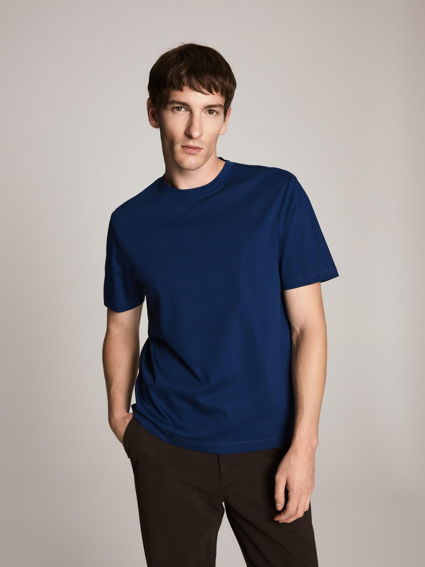 Blue Regular T-Shirt In Pima Cotton, Blue, medium