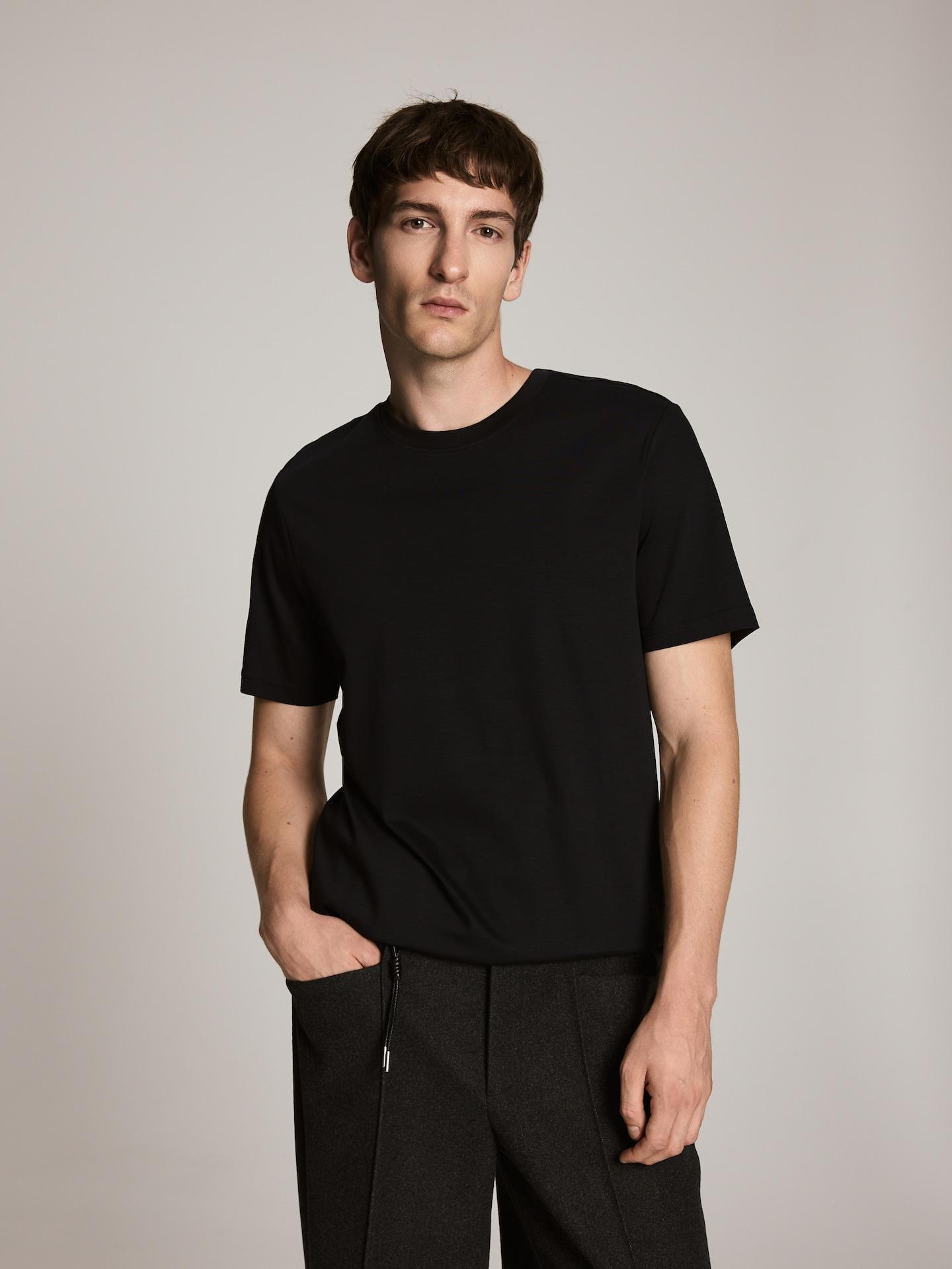 Black Regular T-Shirt In Pima Cotton, Black, medium