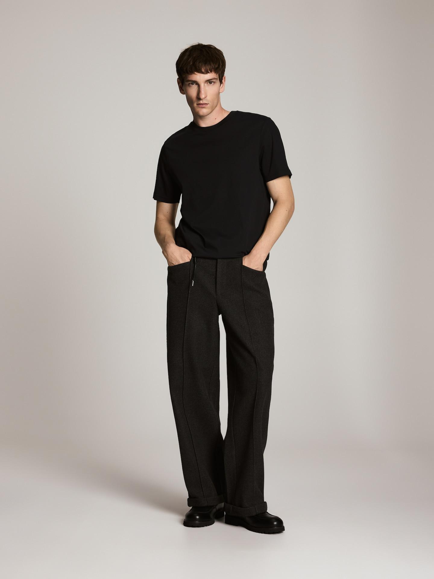 Black Regular T-Shirt In Pima Cotton, Black, medium