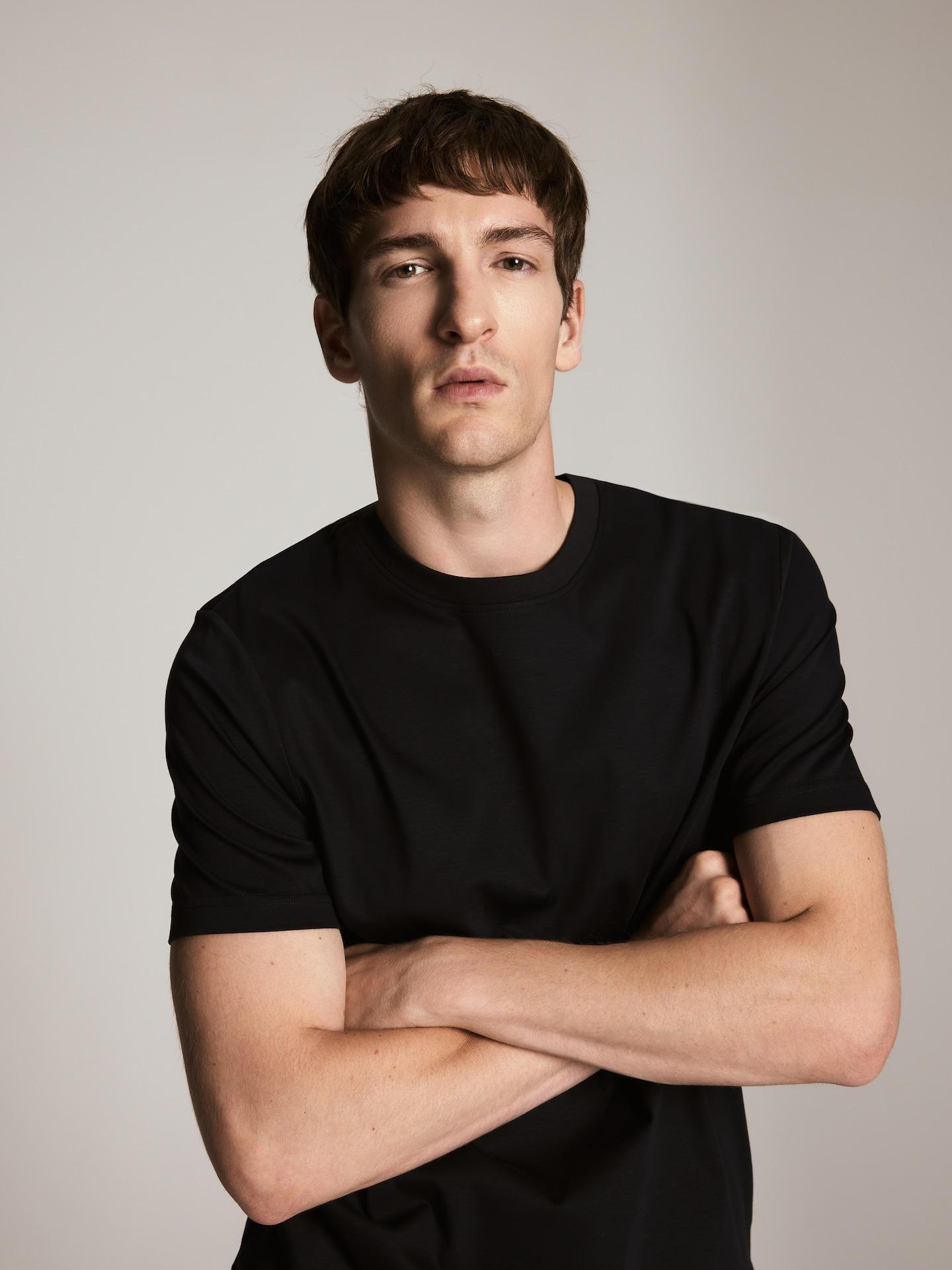 Black Regular T-Shirt In Pima Cotton, Black, large image number 2
