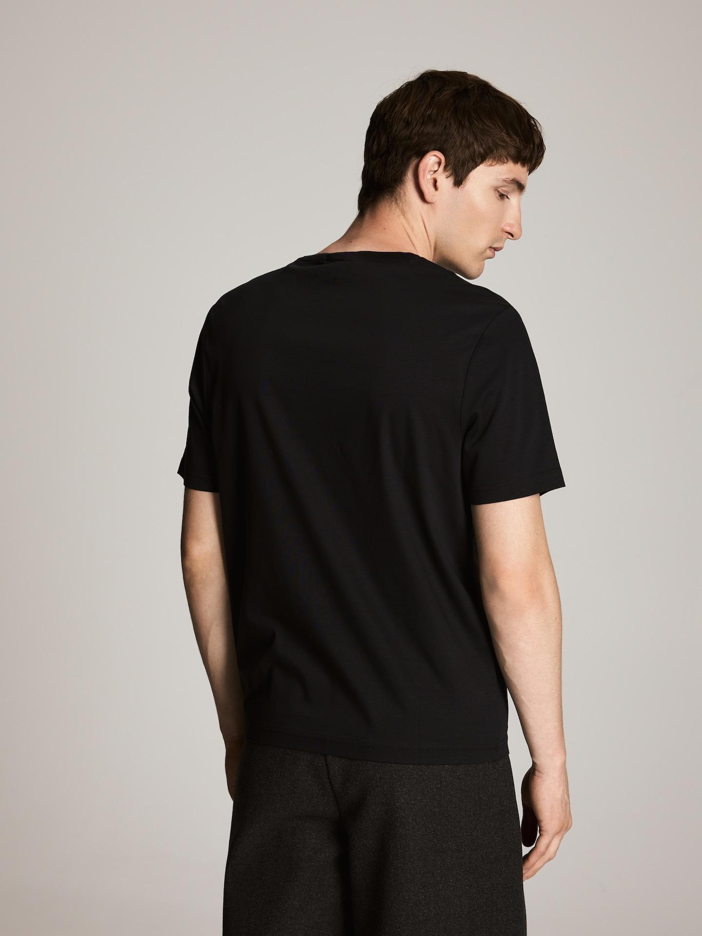 Black Regular T-Shirt In Pima Cotton, Black, large image number 3