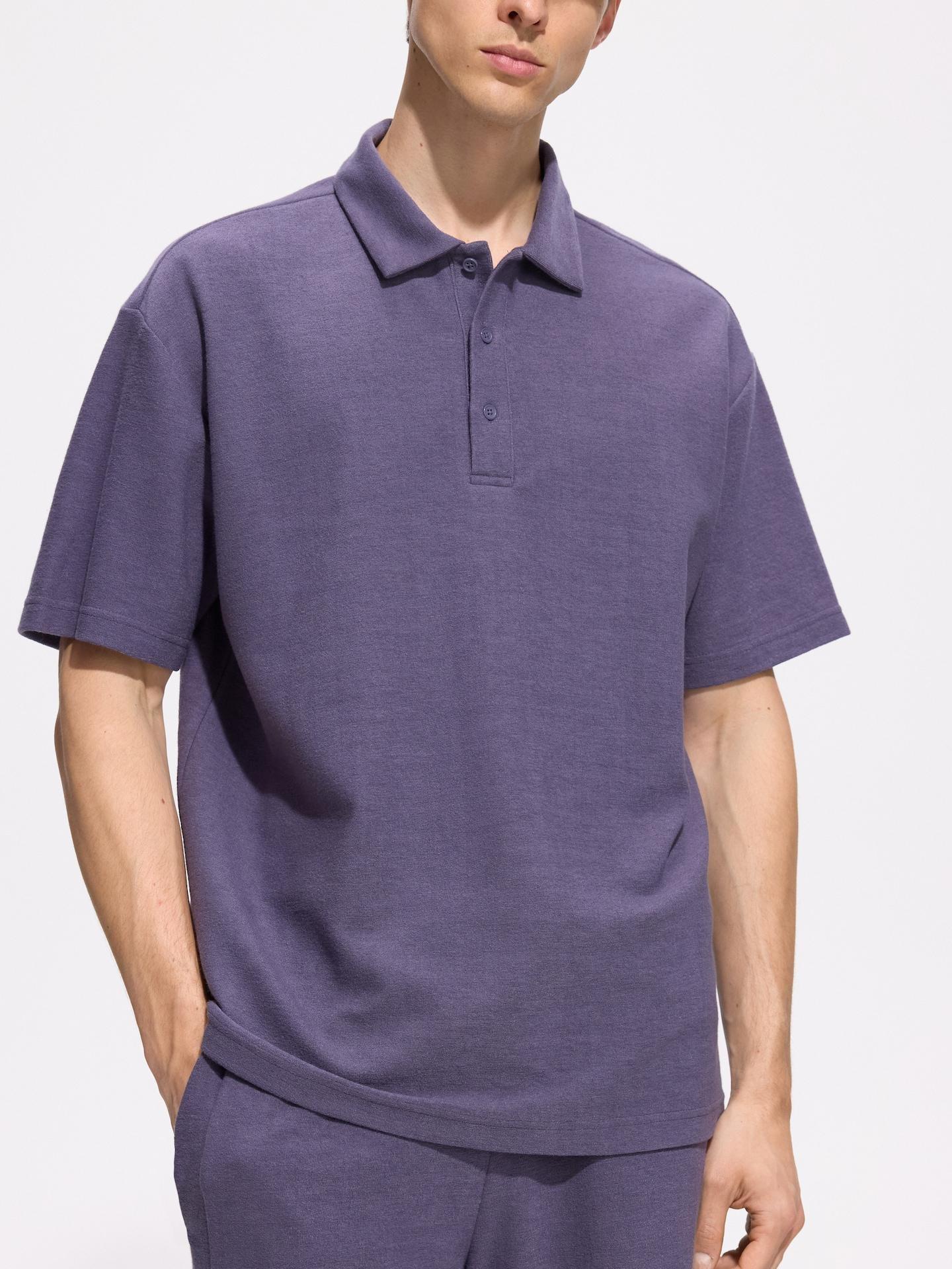 Grape Boxy Polo Shirt, Purple, medium