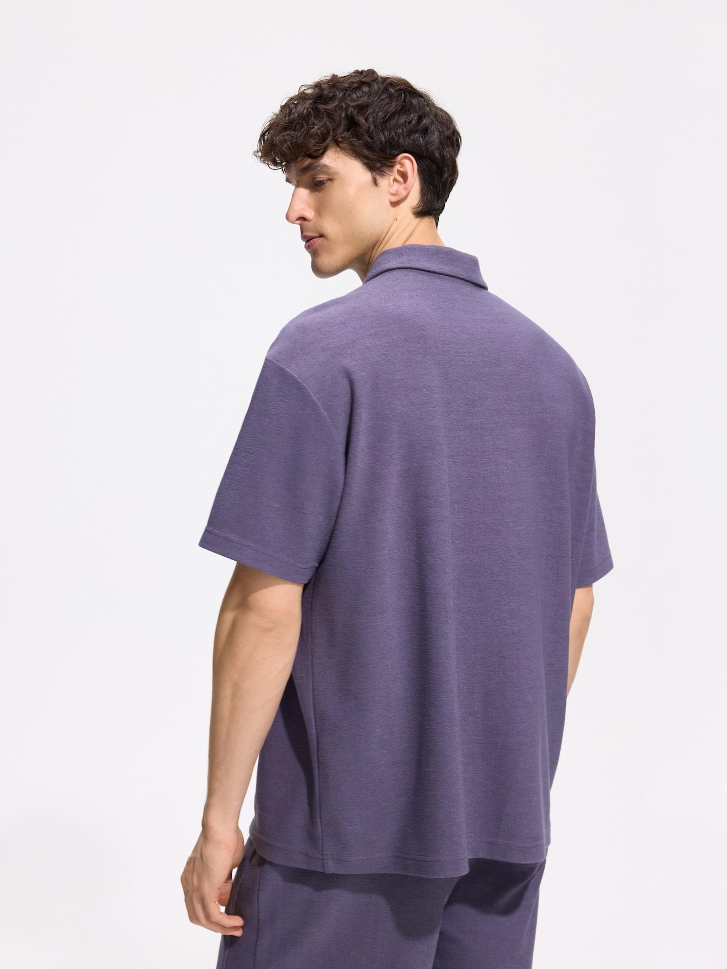 Grape Boxy Polo Shirt, Purple, large image number 3