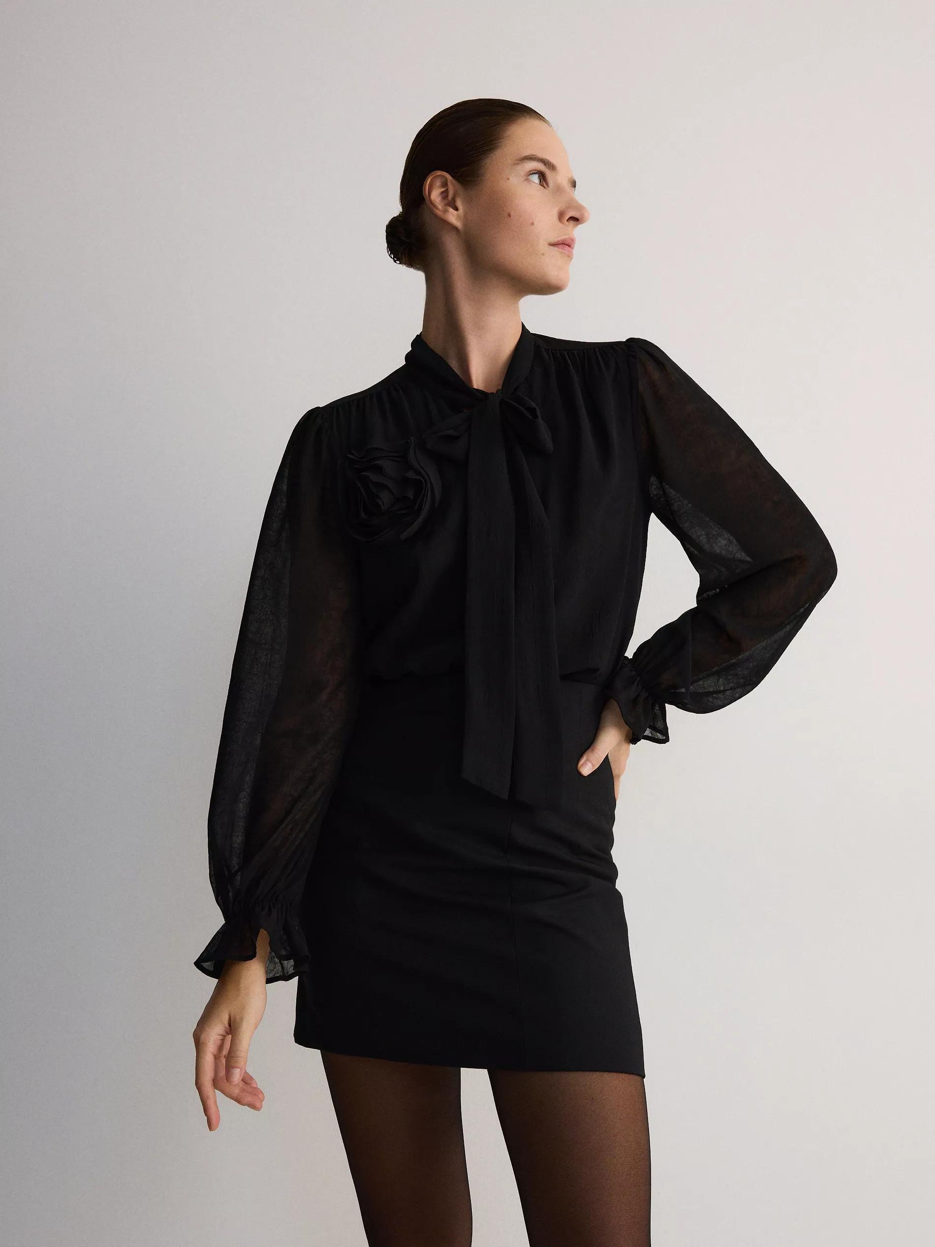 Black Wool Blend Mini Skirt, , large image number 1