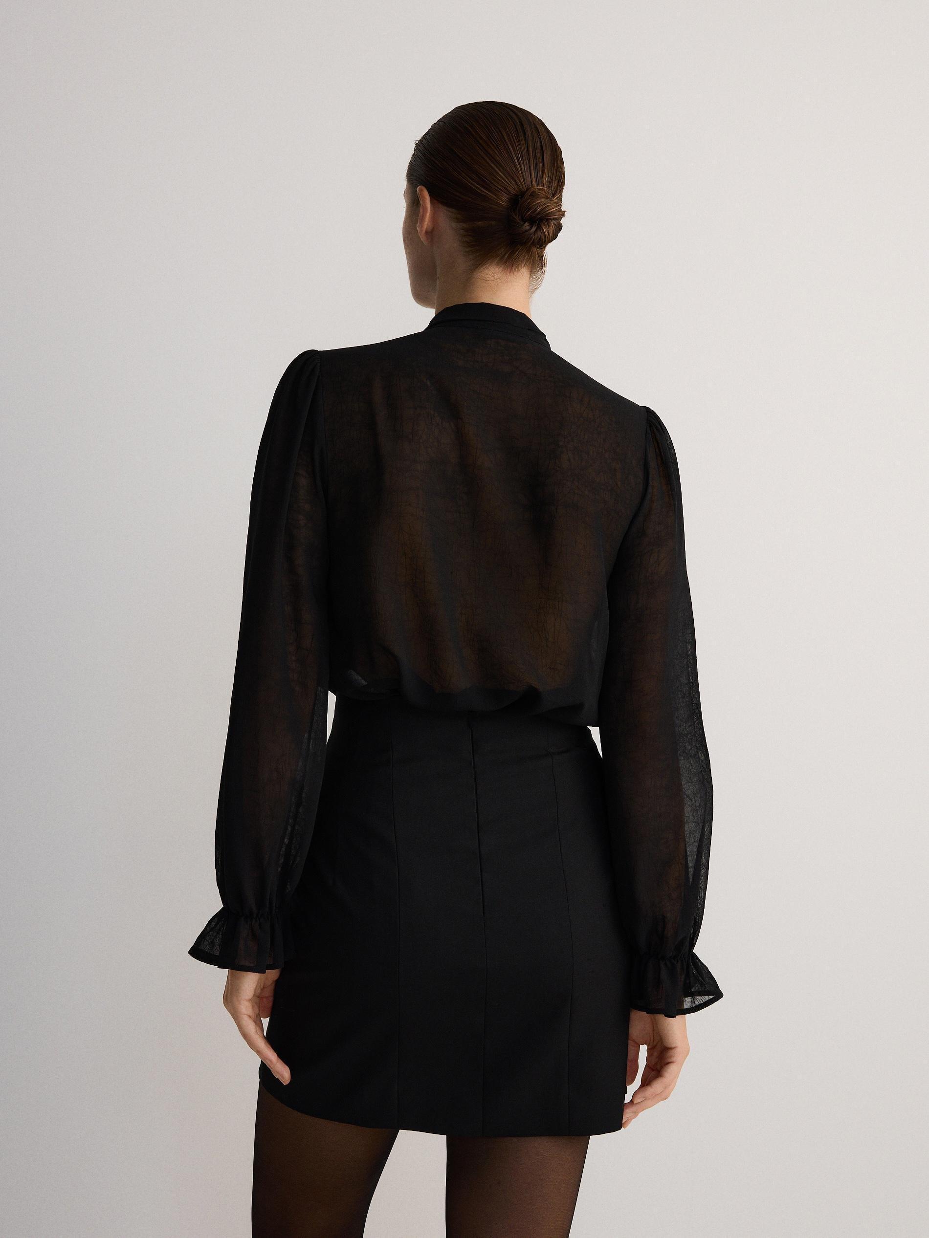 Black Wool Blend Mini Skirt, , large image number 2