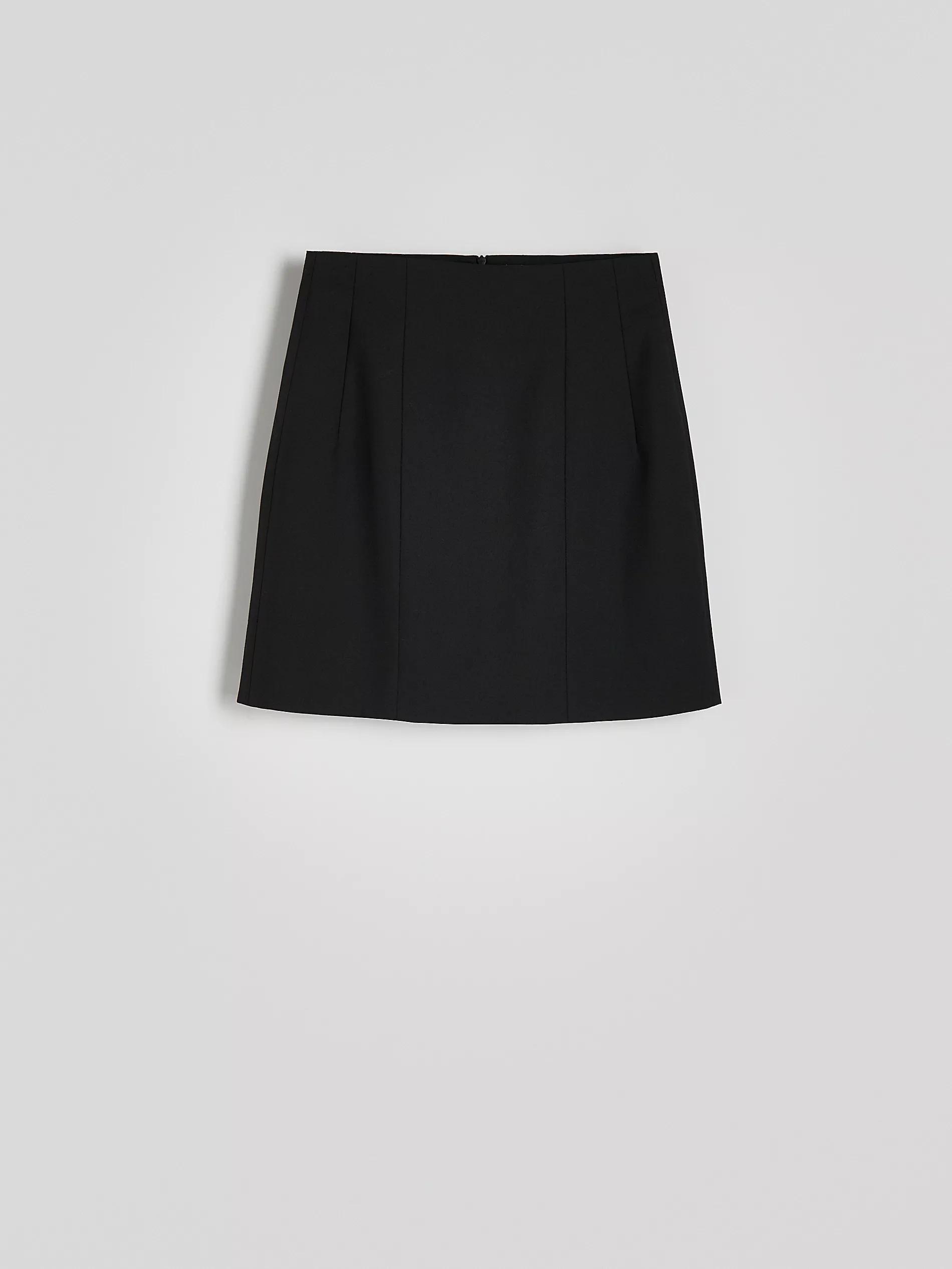 Black Wool Blend Mini Skirt, , large image number 4