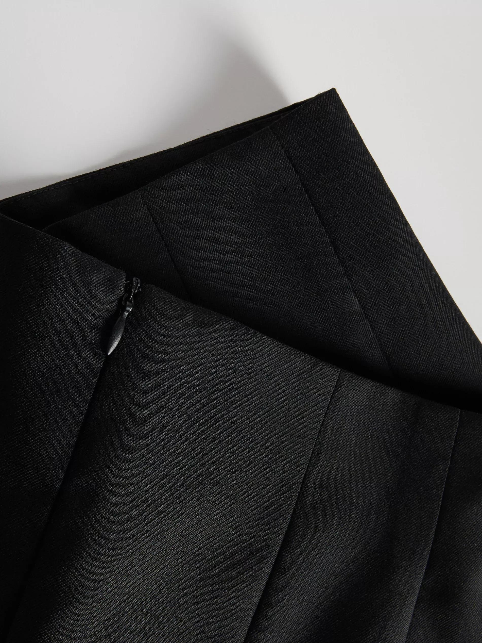 Black Wool Blend Mini Skirt, , large image number 5