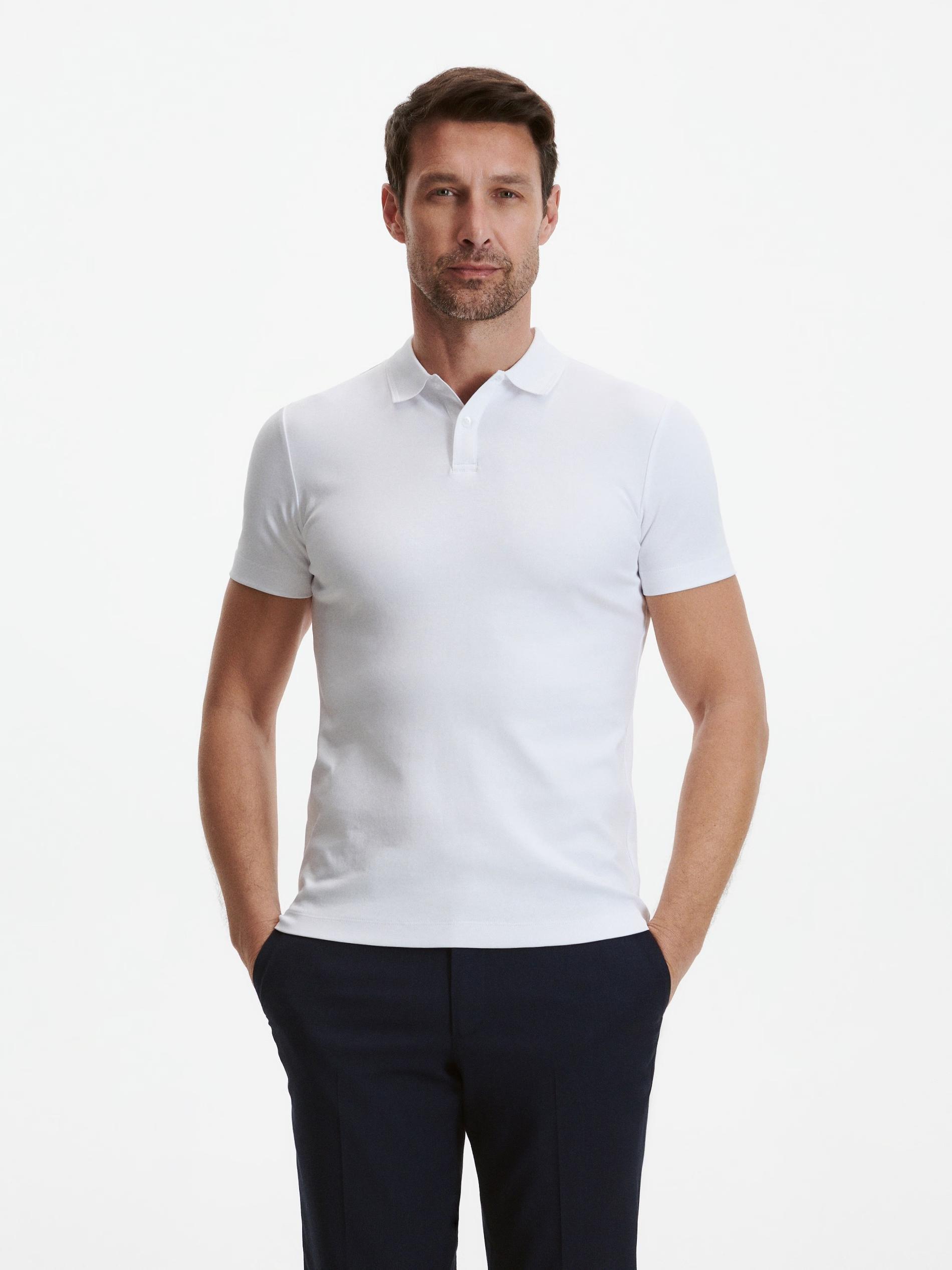 White Slim Polo Shirt, , large image number 1